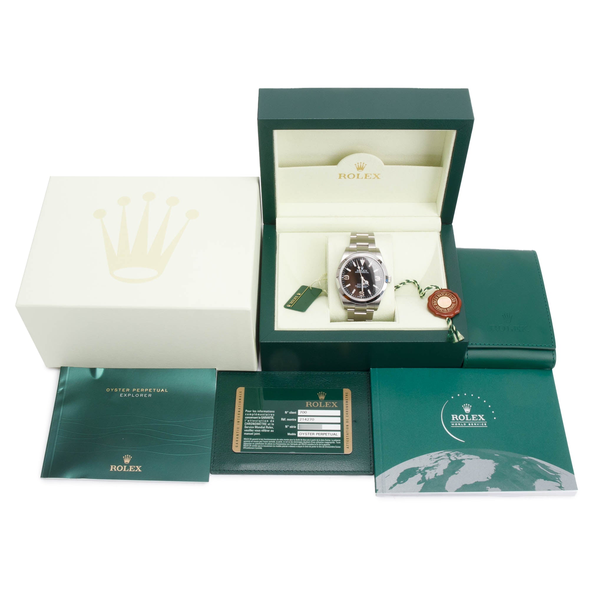 Rolex Stainless Steel Oyster Perpetual Explorer 39 MM Watch 214270 w/ Box & Papers