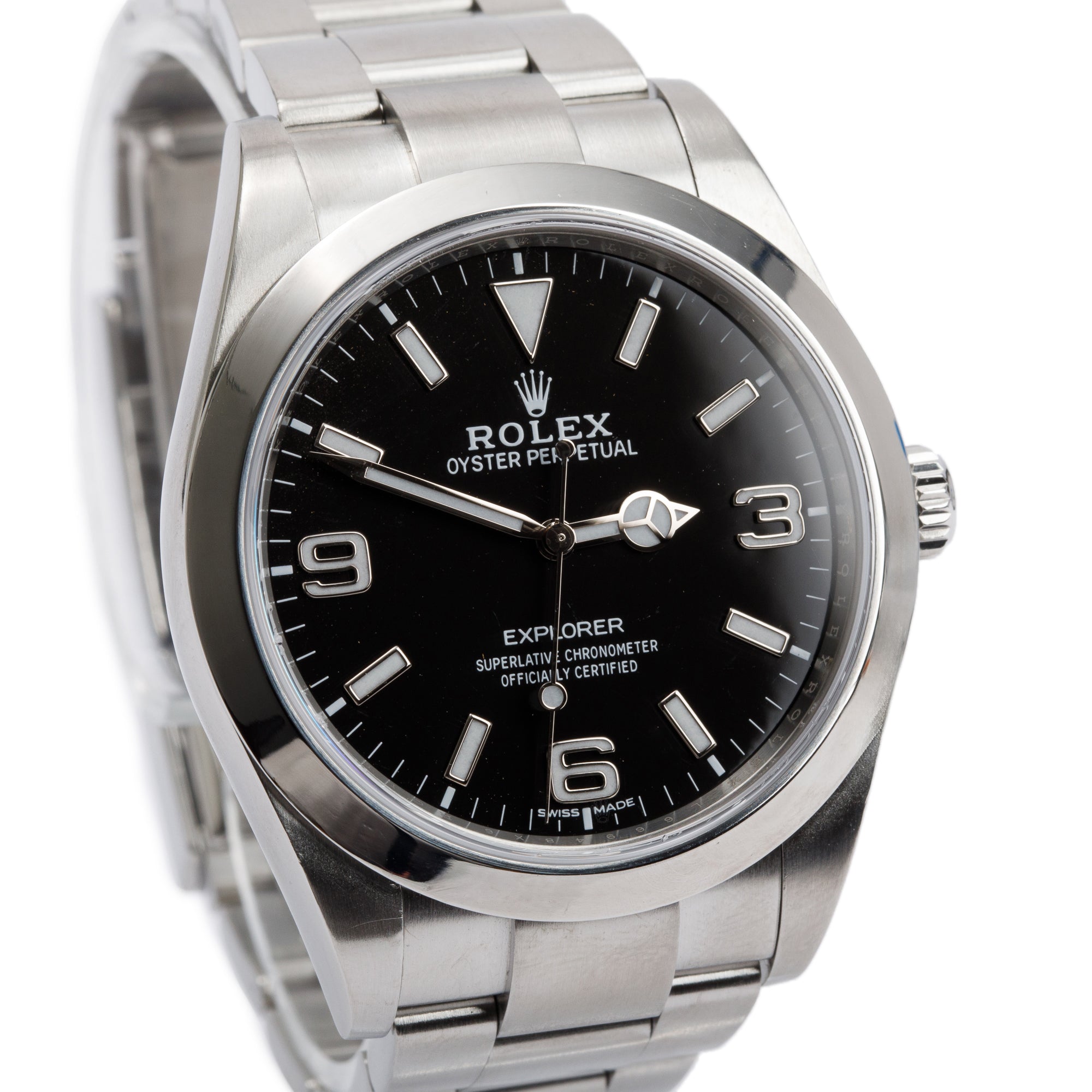 Rolex Stainless Steel Oyster Perpetual Explorer 39 MM Watch 214270 w/ Box & Papers