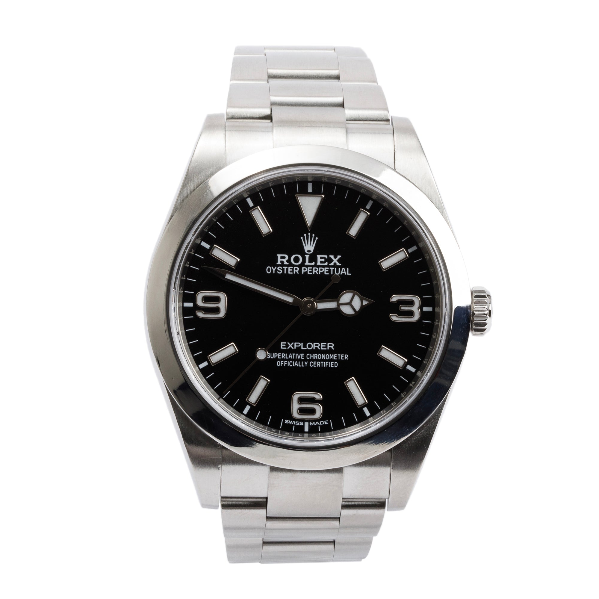 Rolex Stainless Steel Oyster Perpetual Explorer 39 MM Watch 214270 w/ Box & Papers