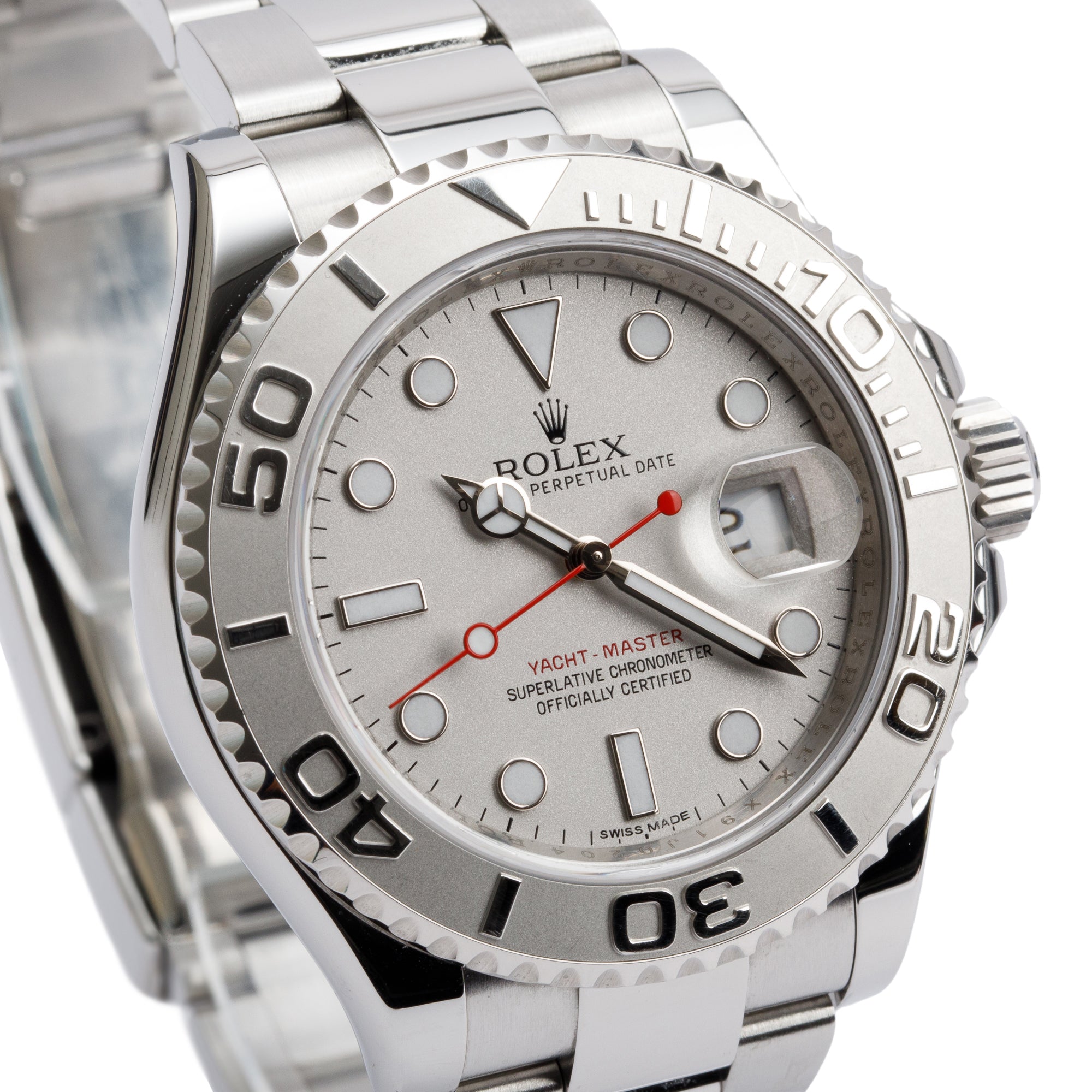 Rolex Stainless Steel & Platinum Yacht-Master Date 40 MM Automatic Watch 116622 w/ Box & Papers