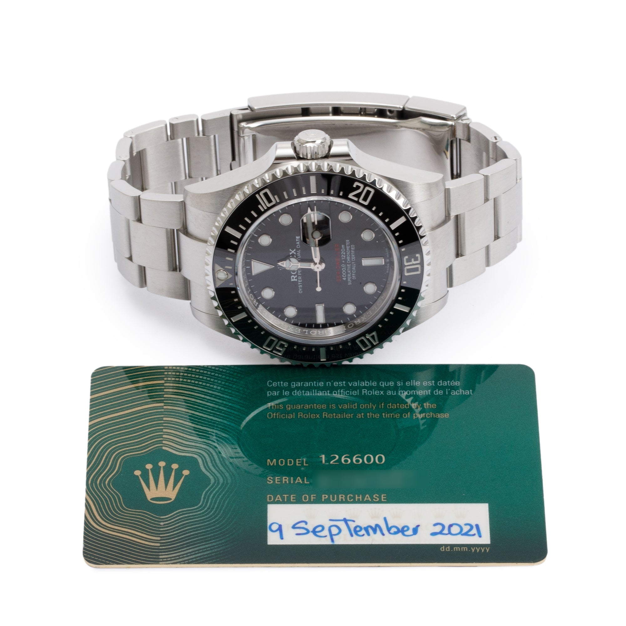 Rolex Stainless Steel Sea-Dweller 43 MM Automatic Watch w/ Papers
