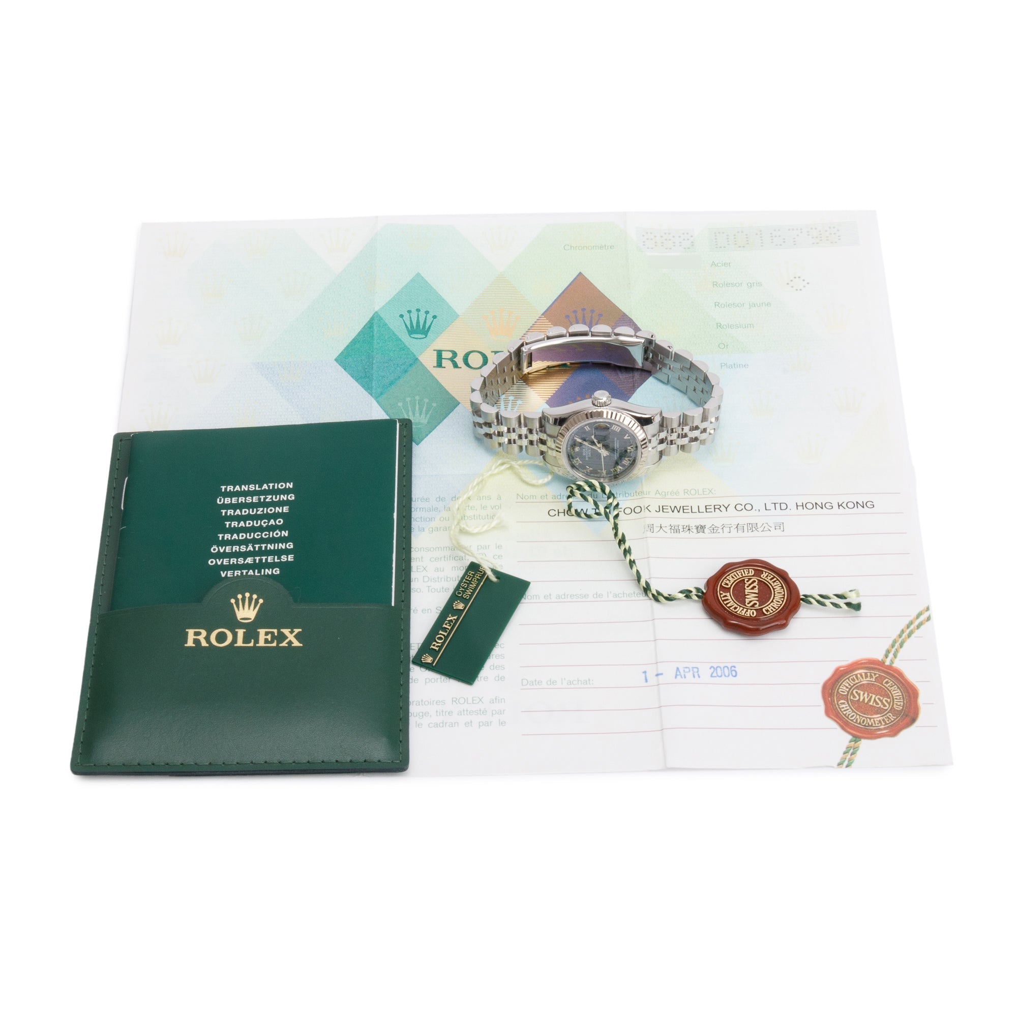 Rolex Stainless Steel Silver Blue Dial 26 MM Datejust Watch 179174 w/ Papers