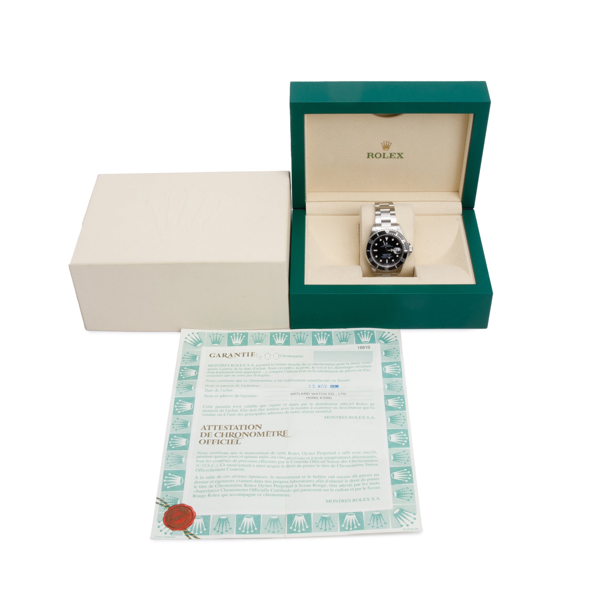 Rolex Stainless Steel Submariner Date 40 MM Watch 16610 w/ Box & Papers