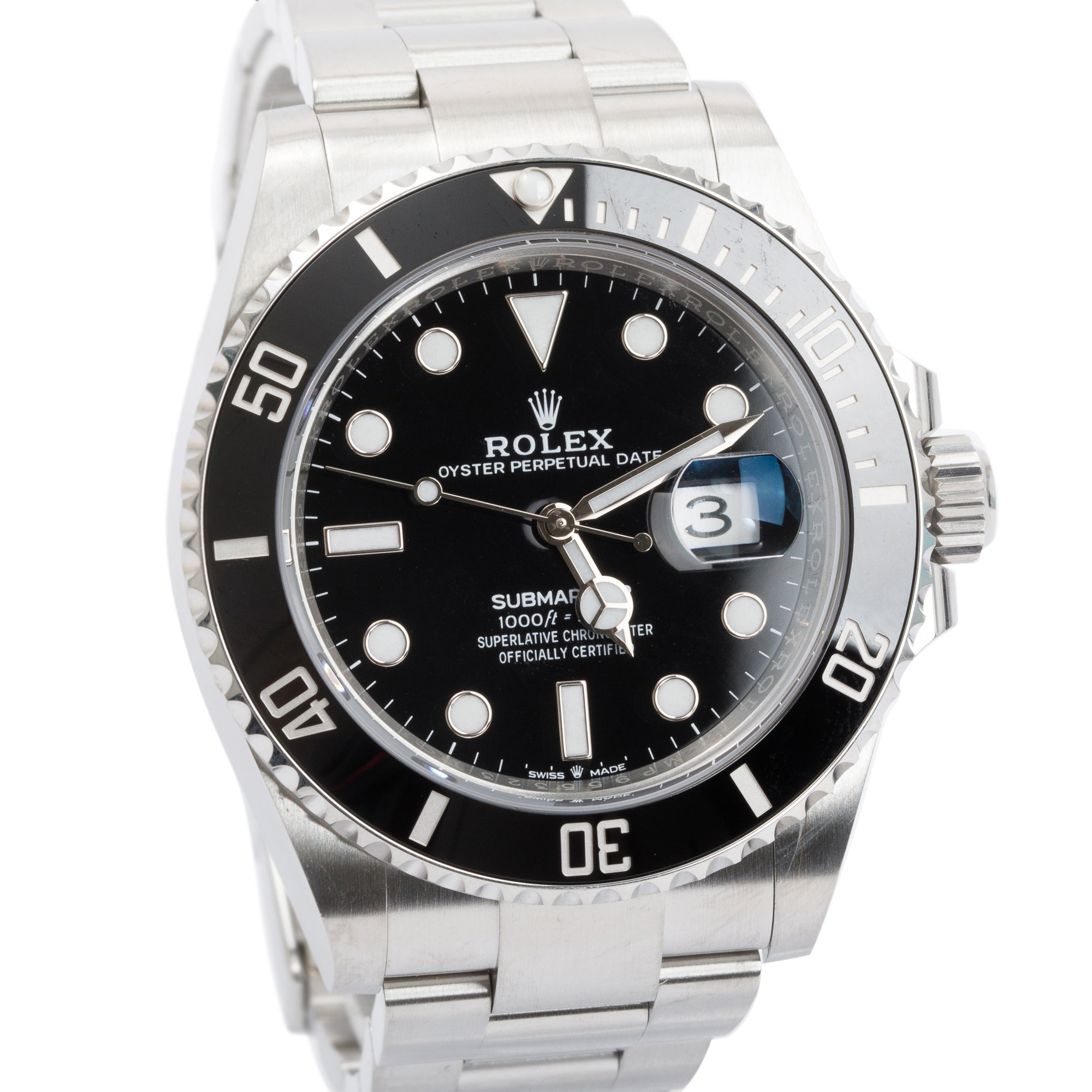 Rolex Stainless Steel Submariner Date 41 MM Automatic Watch w/ Box, Receipt & Papers