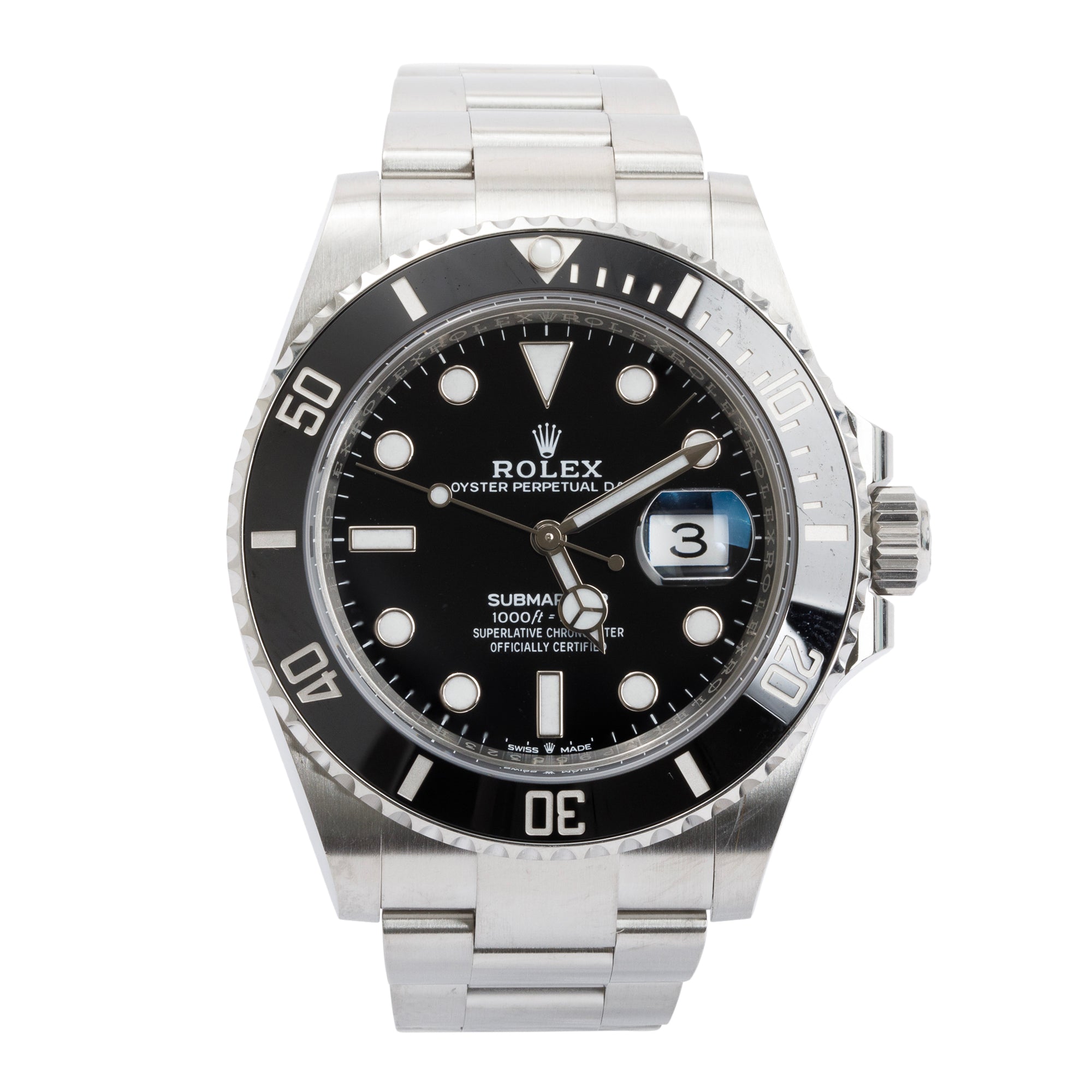 Rolex Stainless Steel Submariner Date 41 MM Automatic Watch w/ Box, Receipt & Papers