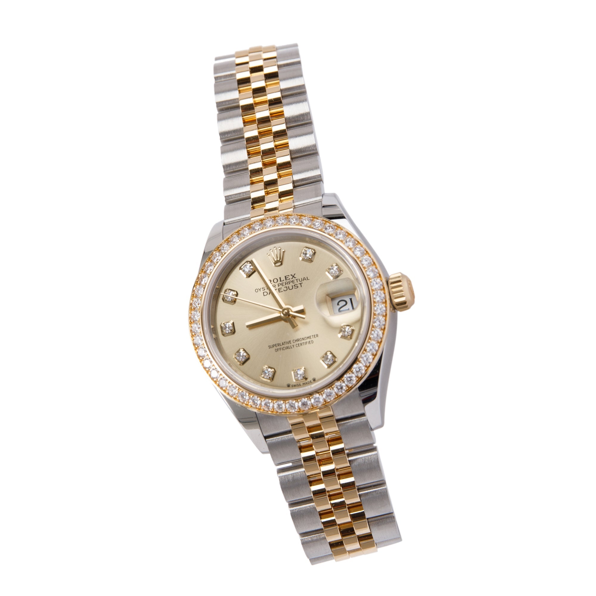 Rolex Two-Tone Lady-Datejust 28 mm Watch with Diamonds w/ Box & Papers
