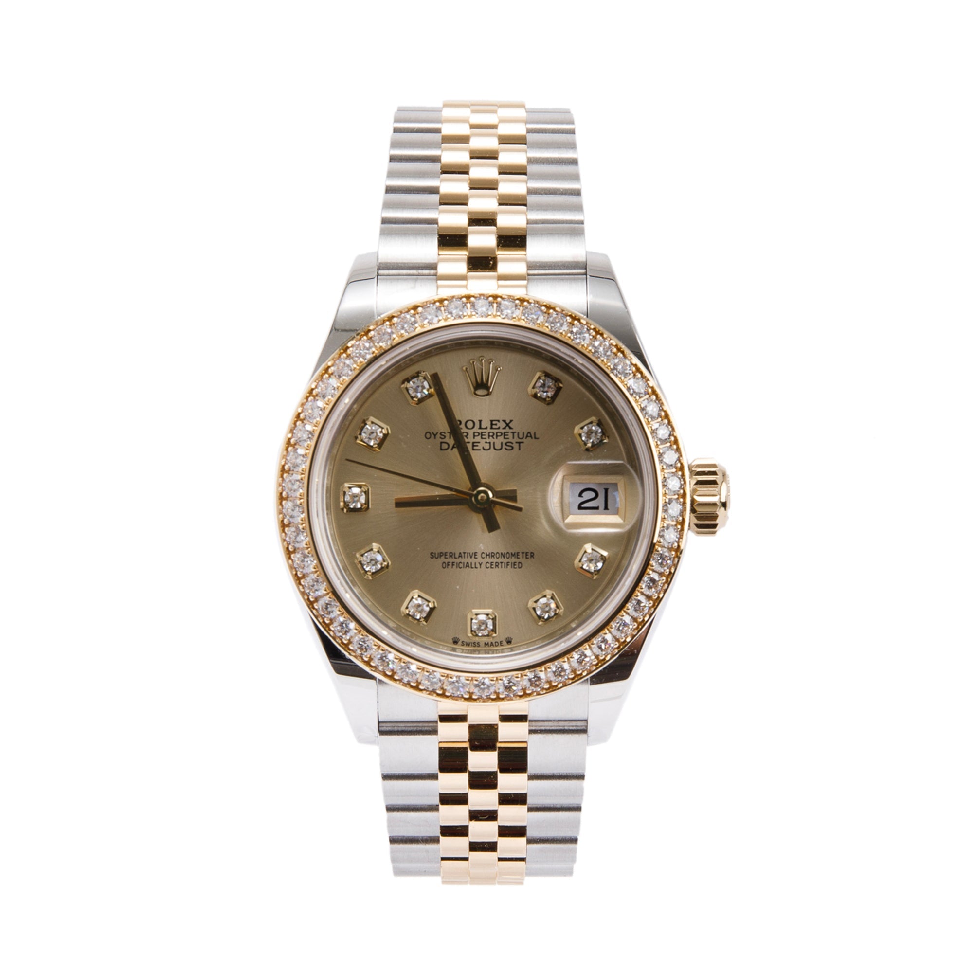 Rolex Two-Tone Lady-Datejust 28 mm Watch with Diamonds w/ Box & Papers