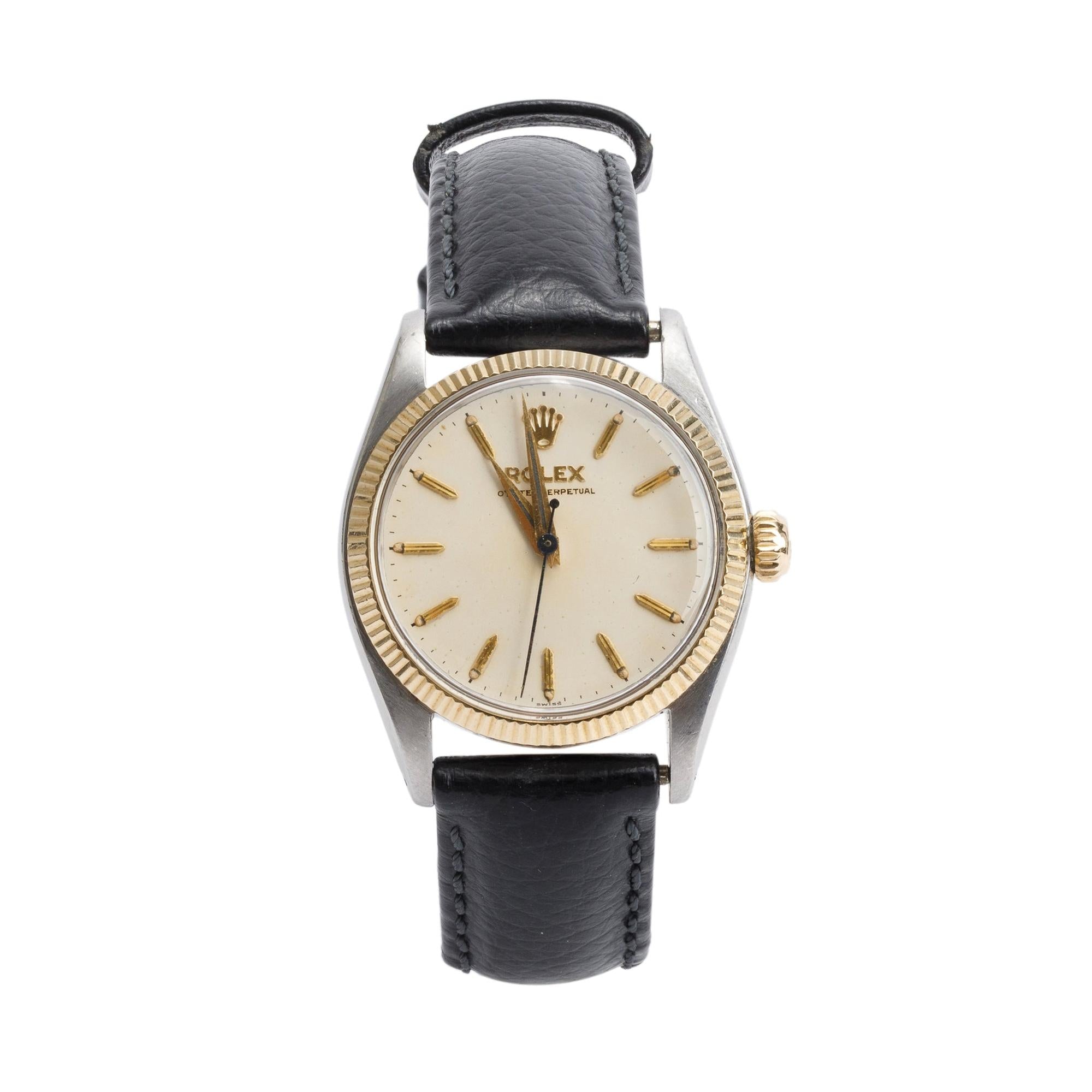 Rolex Vintage Stainless Steel & 14k Yellow Gold Oyster Perpetual 31 MM Watch 6551