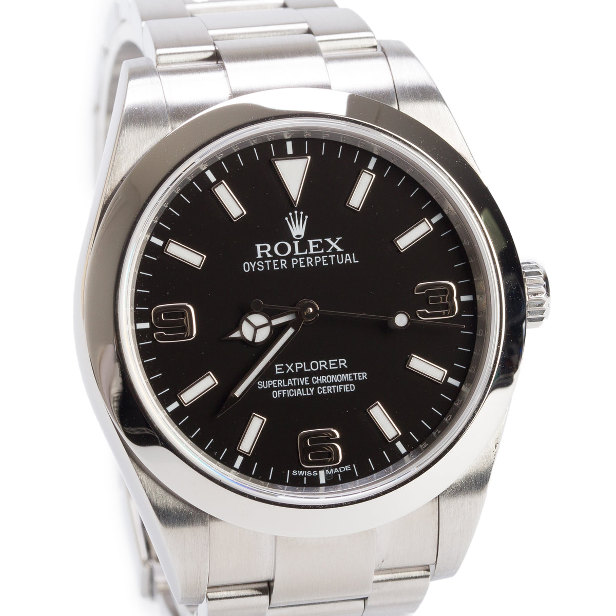 Rolex Stainless Steel Oyster Perpetual Explorer 39 MM Watch 214270 w/ Box & Papers