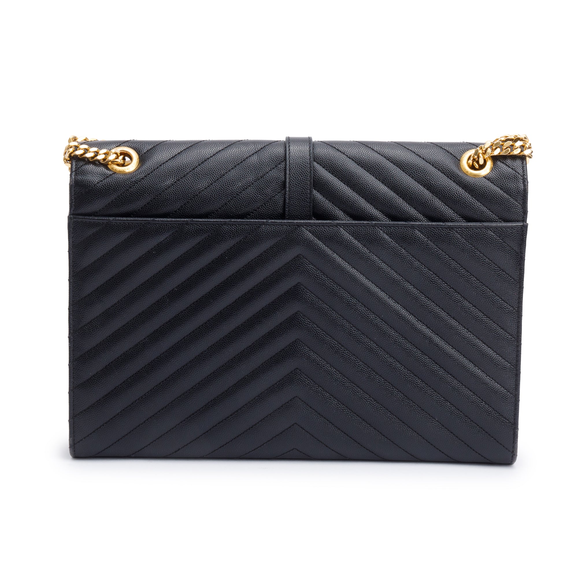 Saint Black Quilted Grain De Poudre Leather Large Envelope Chain Bag