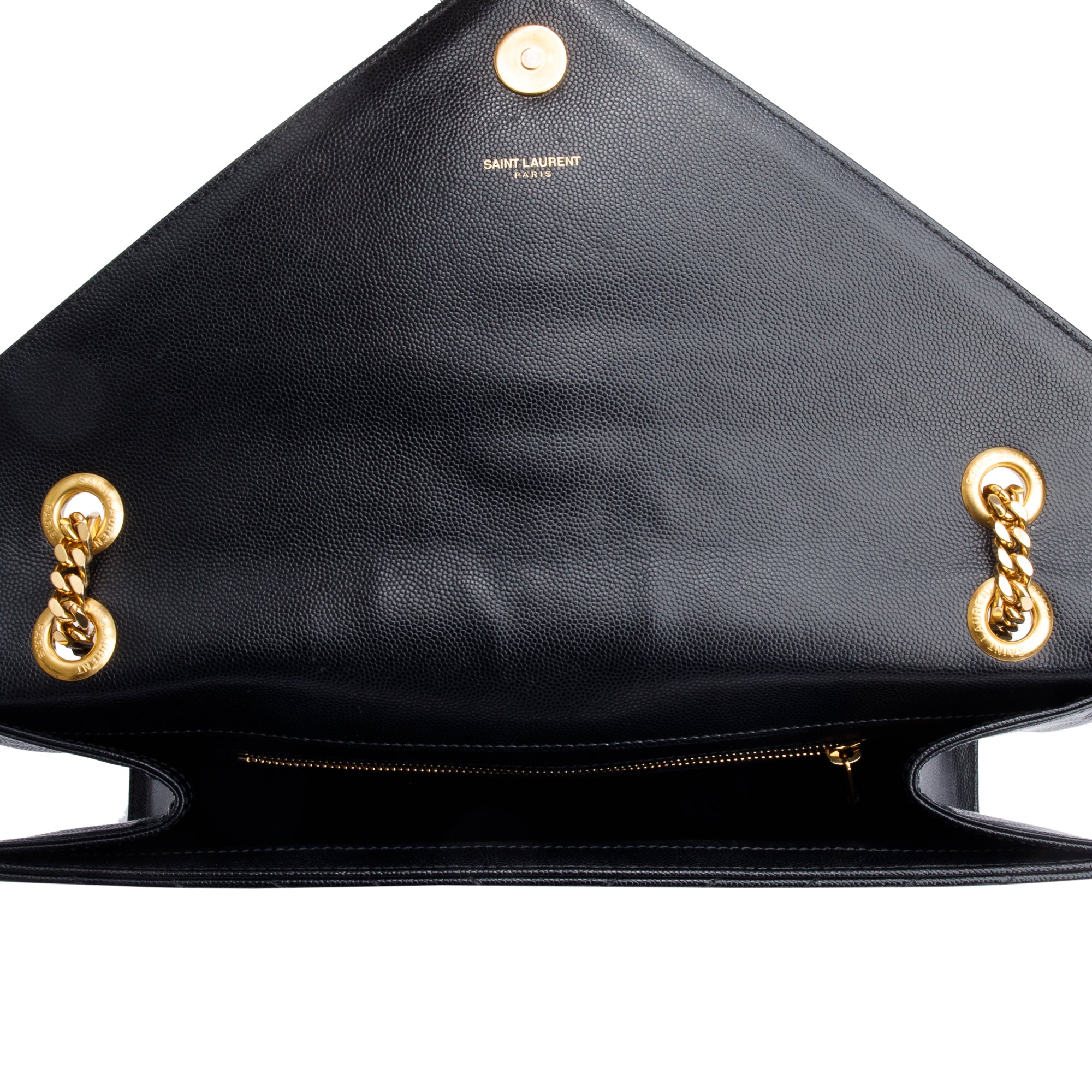 Saint Black Quilted Grain De Poudre Leather Large Envelope Chain Bag