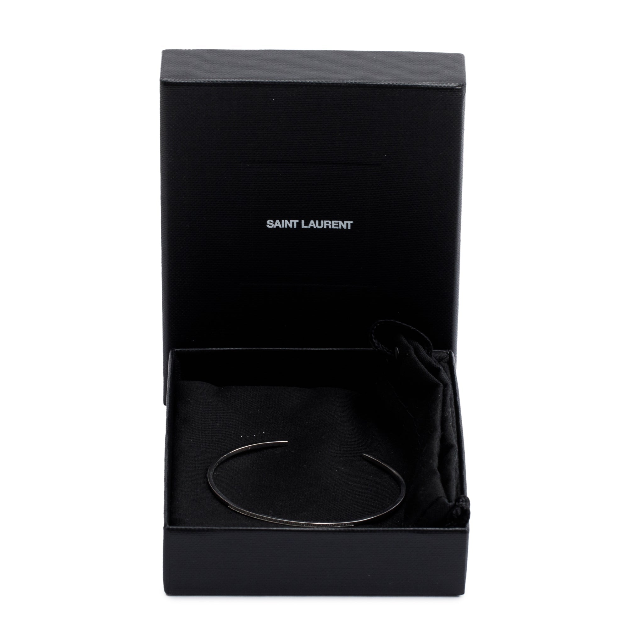 Saint Laurent 18k White Gold Diamond Cuff Bracelet w/ Box