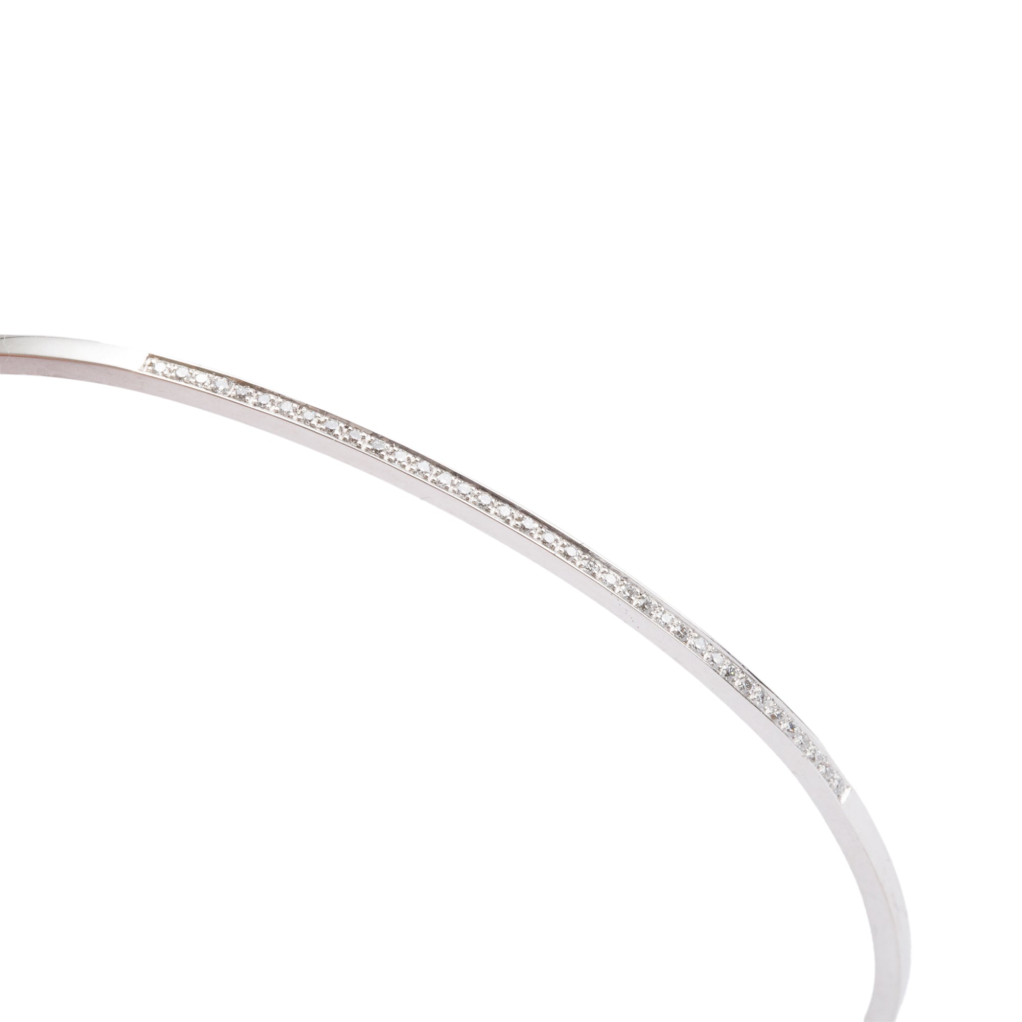 Saint Laurent 18k White Gold Diamond Cuff Bracelet w/ Box