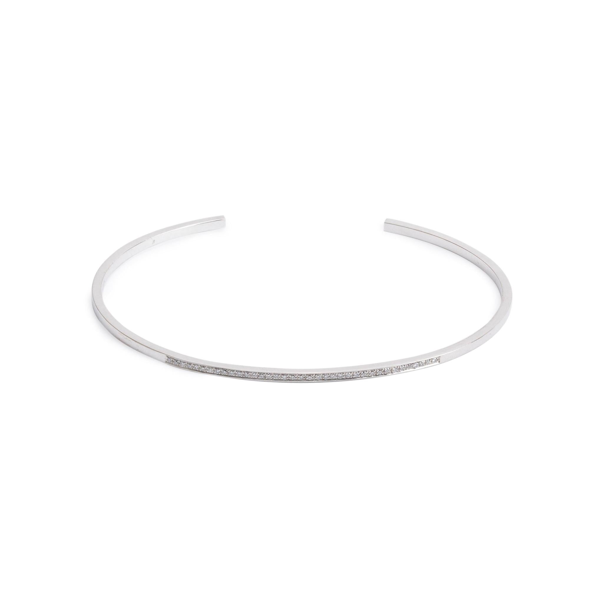 Saint Laurent 18k White Gold Diamond Cuff Bracelet w/ Box