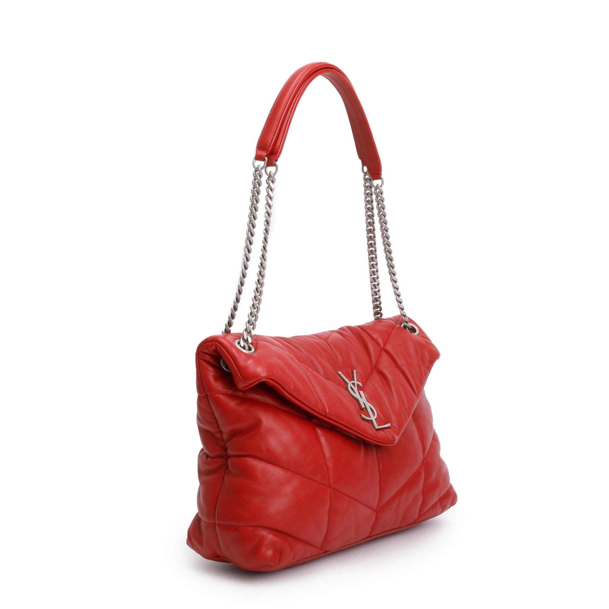 Saint Laurent 2019 Red Nappa Leather Medium Puffer Loulou Shoulder Bag