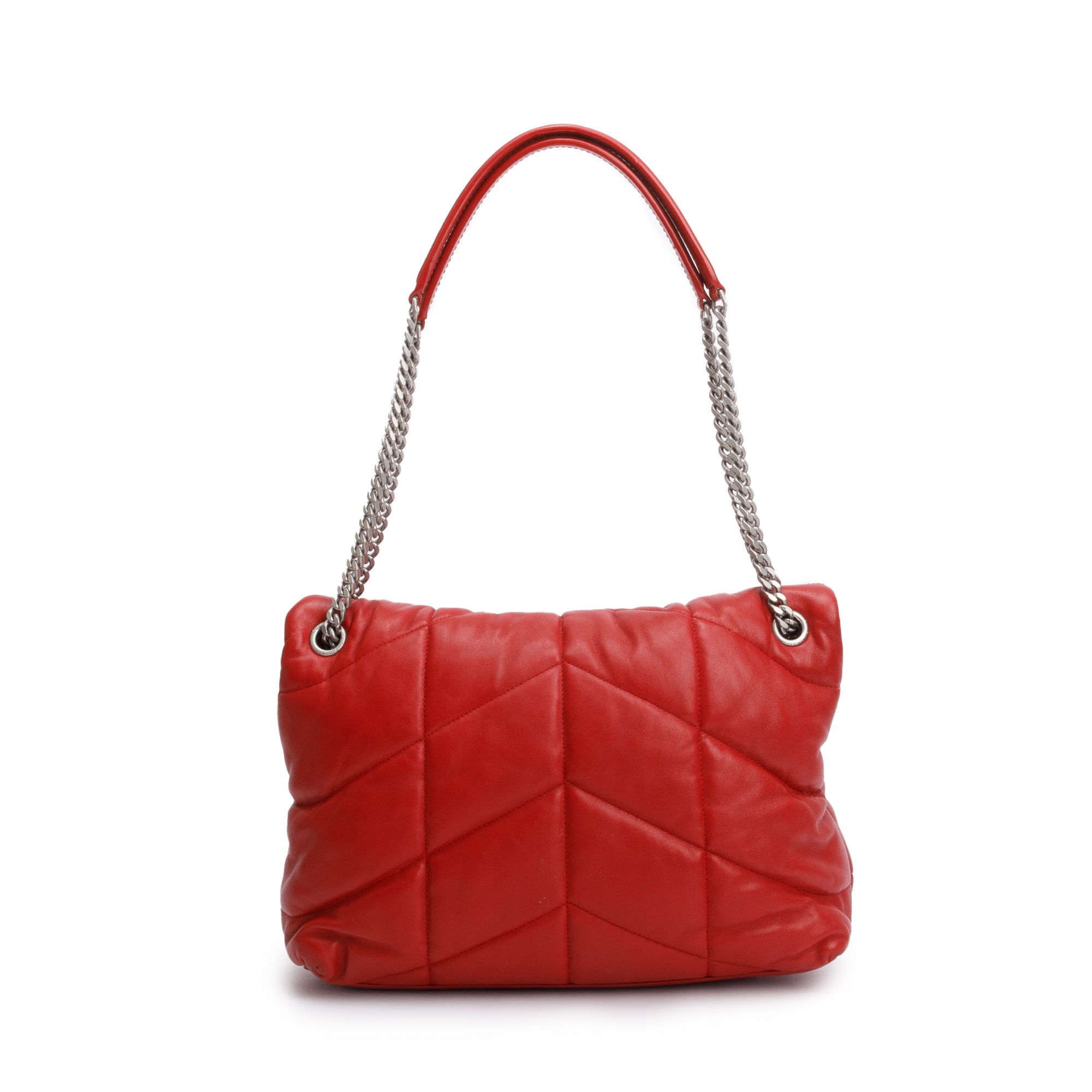Saint Laurent 2019 Red Nappa Leather Medium Puffer Loulou Shoulder Bag