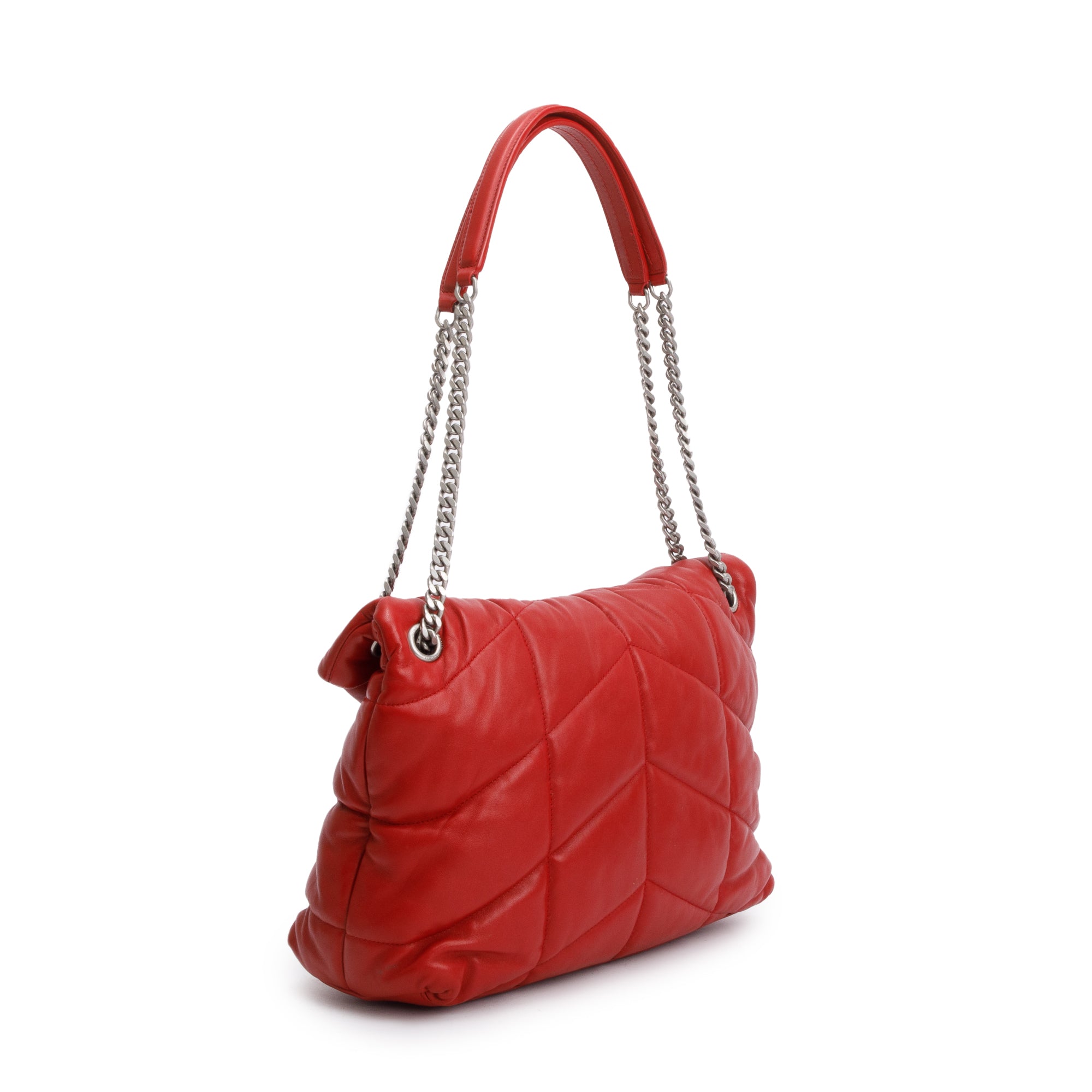 Saint Laurent 2019 Red Nappa Leather Medium Puffer Loulou Shoulder Bag