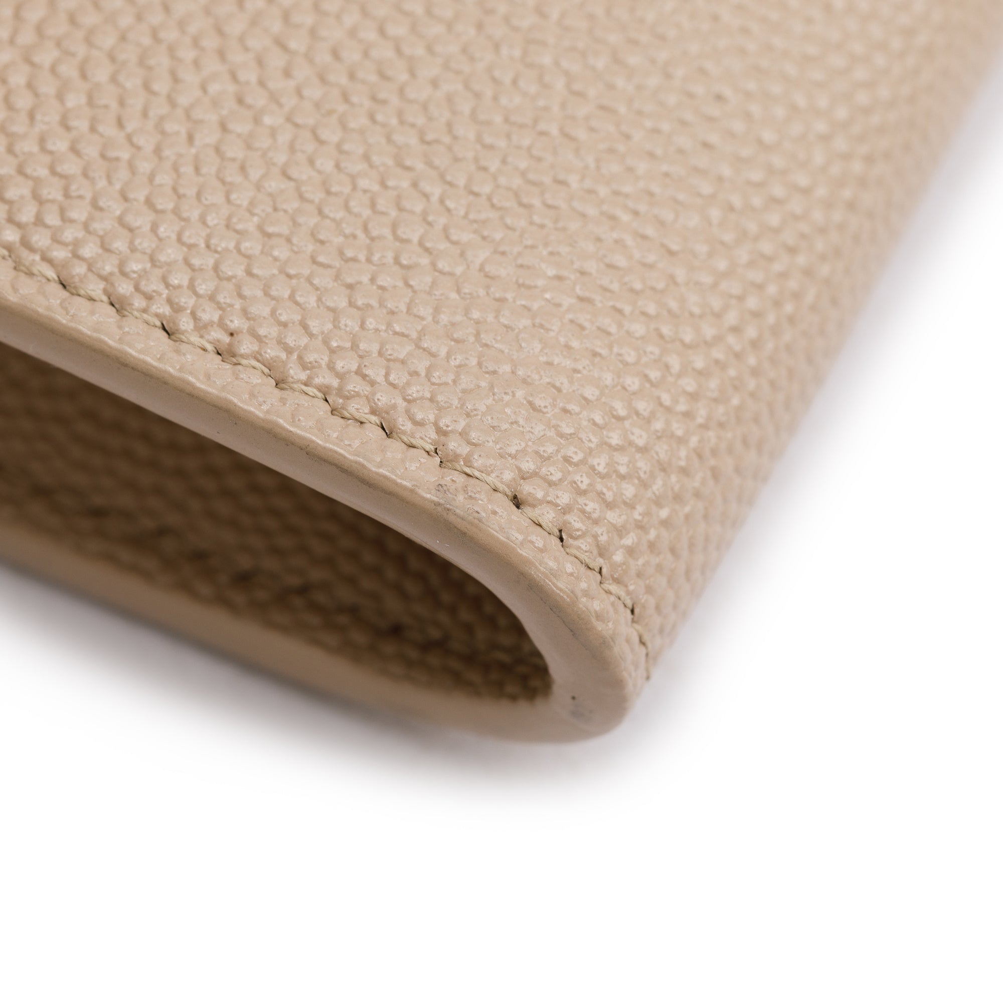 Saint Laurent 2020 Beige Grain De Poudre Leather Uptown Chain Wallet w/ Box & Insert