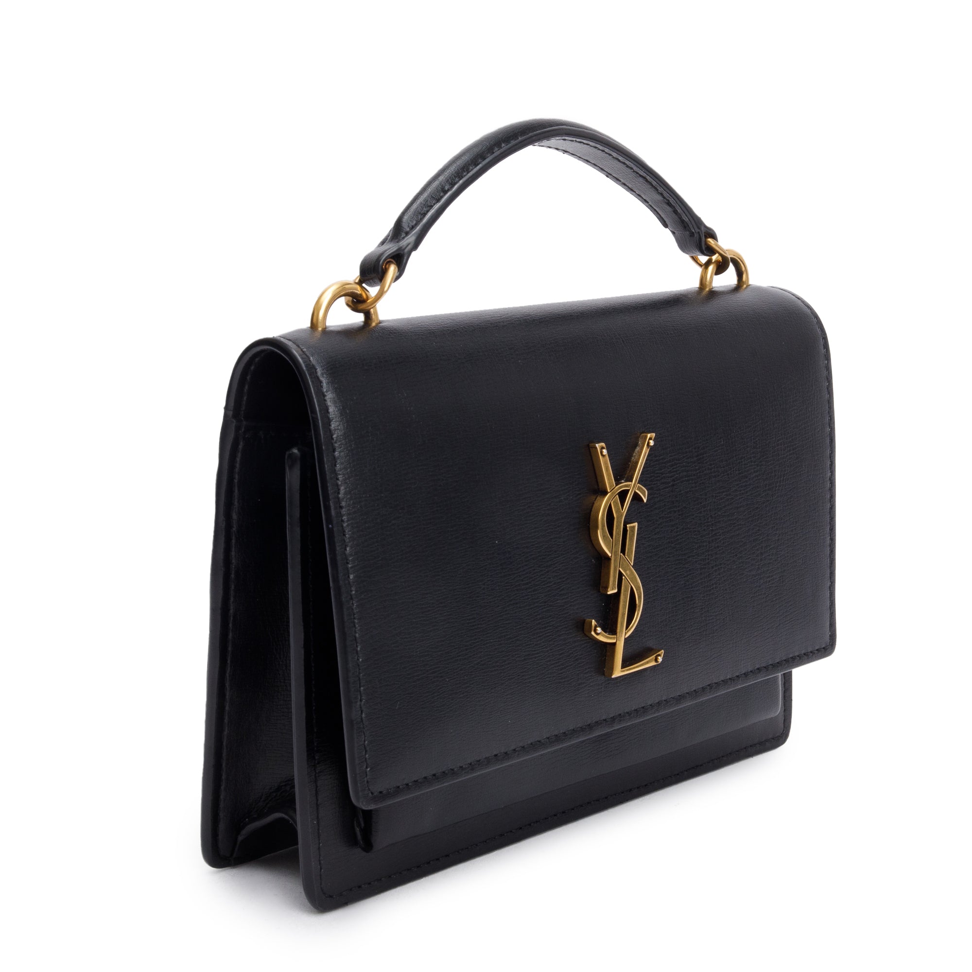 Saint Laurent 2020 Black Calfskin Leather Sunset Chain Wallet w/ Box