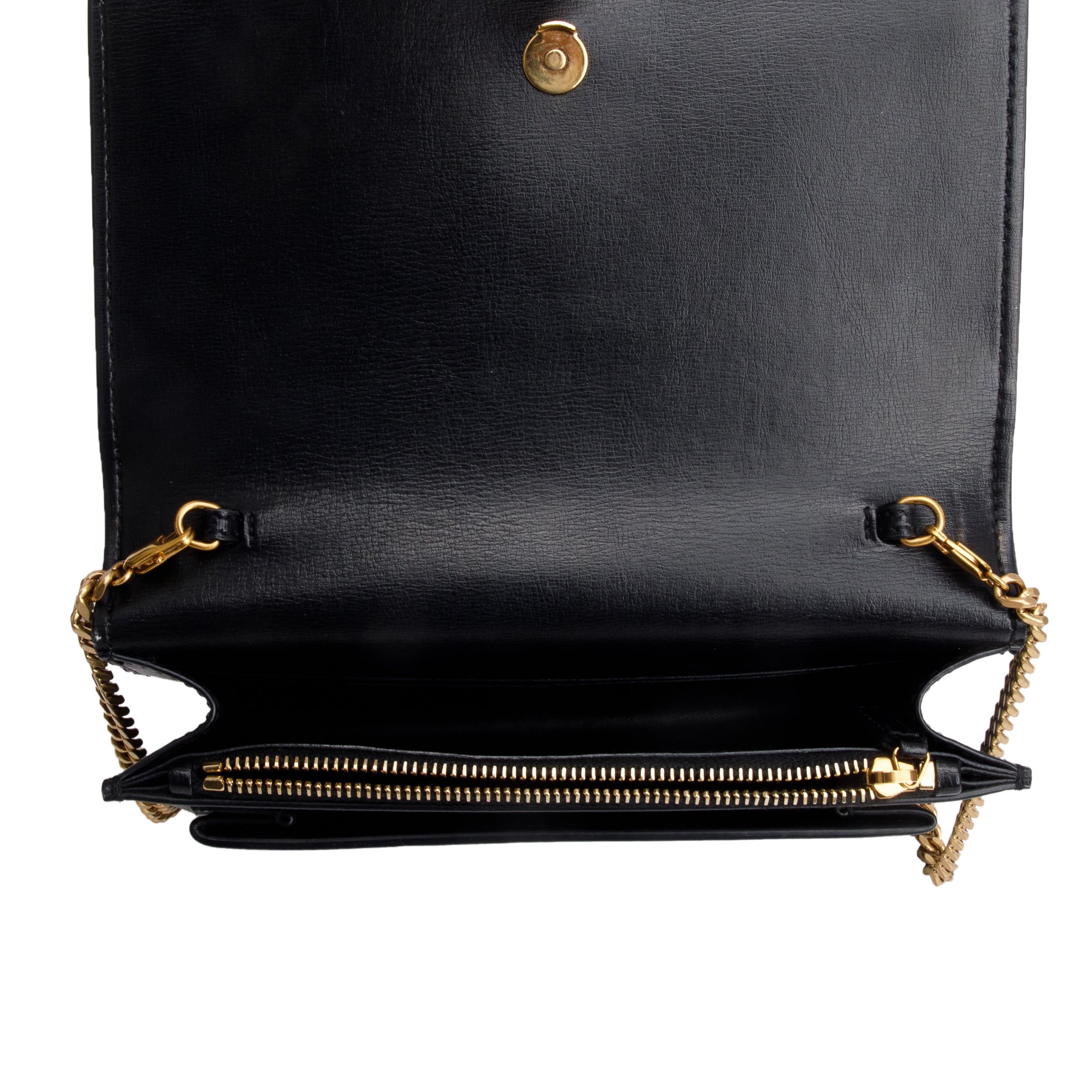 Saint Laurent 2020 Black Calfskin Leather Sunset Chain Wallet w/ Box