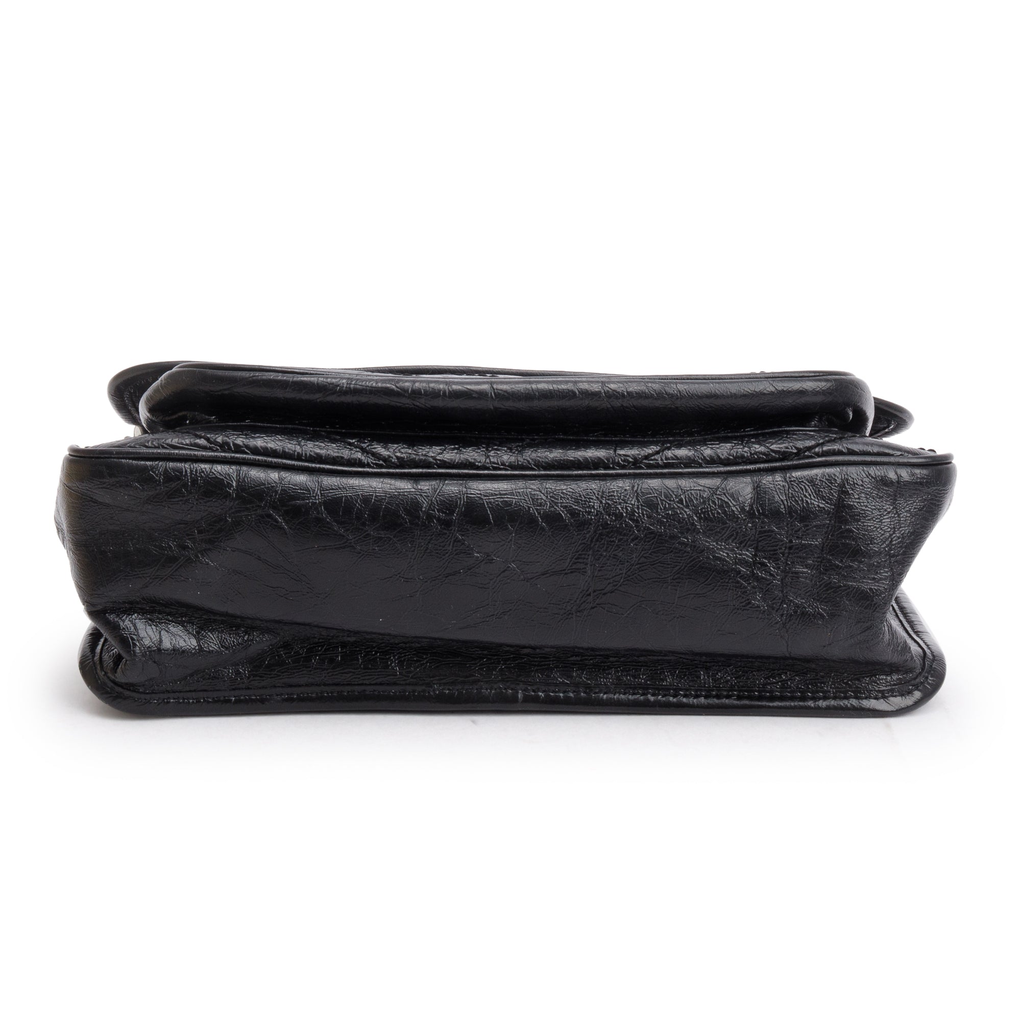 Saint Laurent 2020 Black Crinkled Calfskin Leather Medium Niki Shoulder Bag
