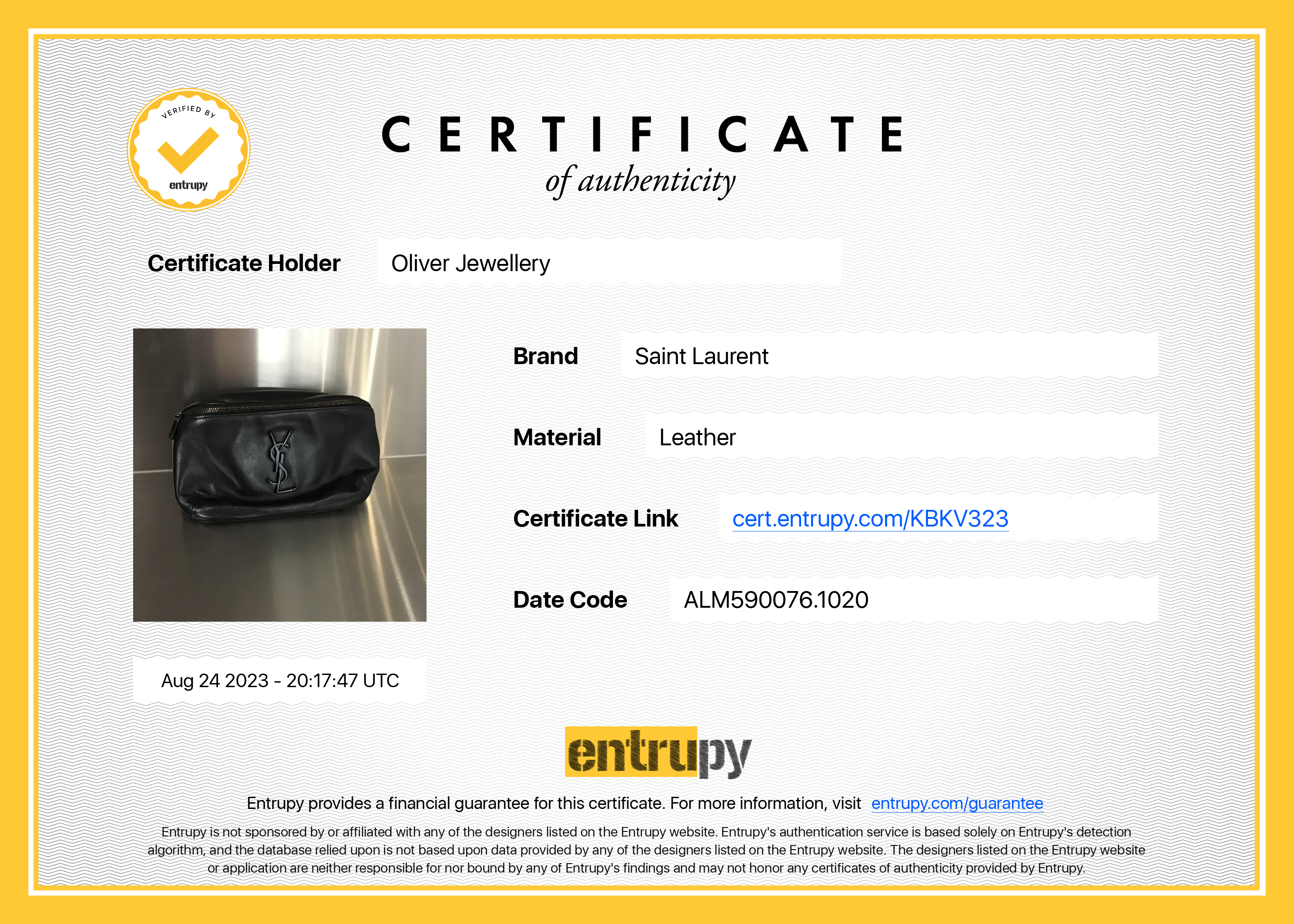 Saint Laurent 2020 Black Lambskin Cassandre Classic Crossbody Belt Bag