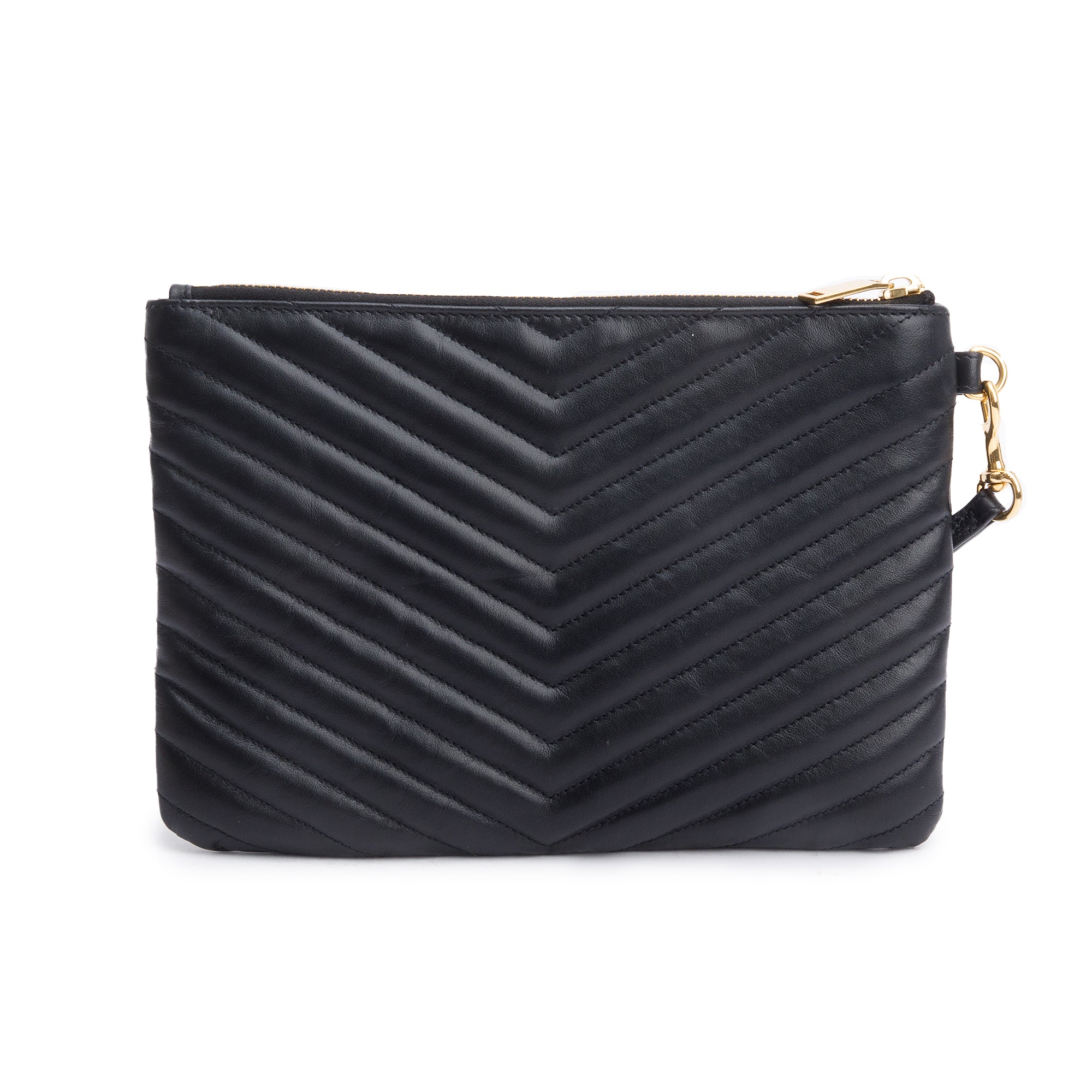 Saint Laurent 2020 Black Leather Cassandre Matelasse A5 Pouch w/ Box & Strap