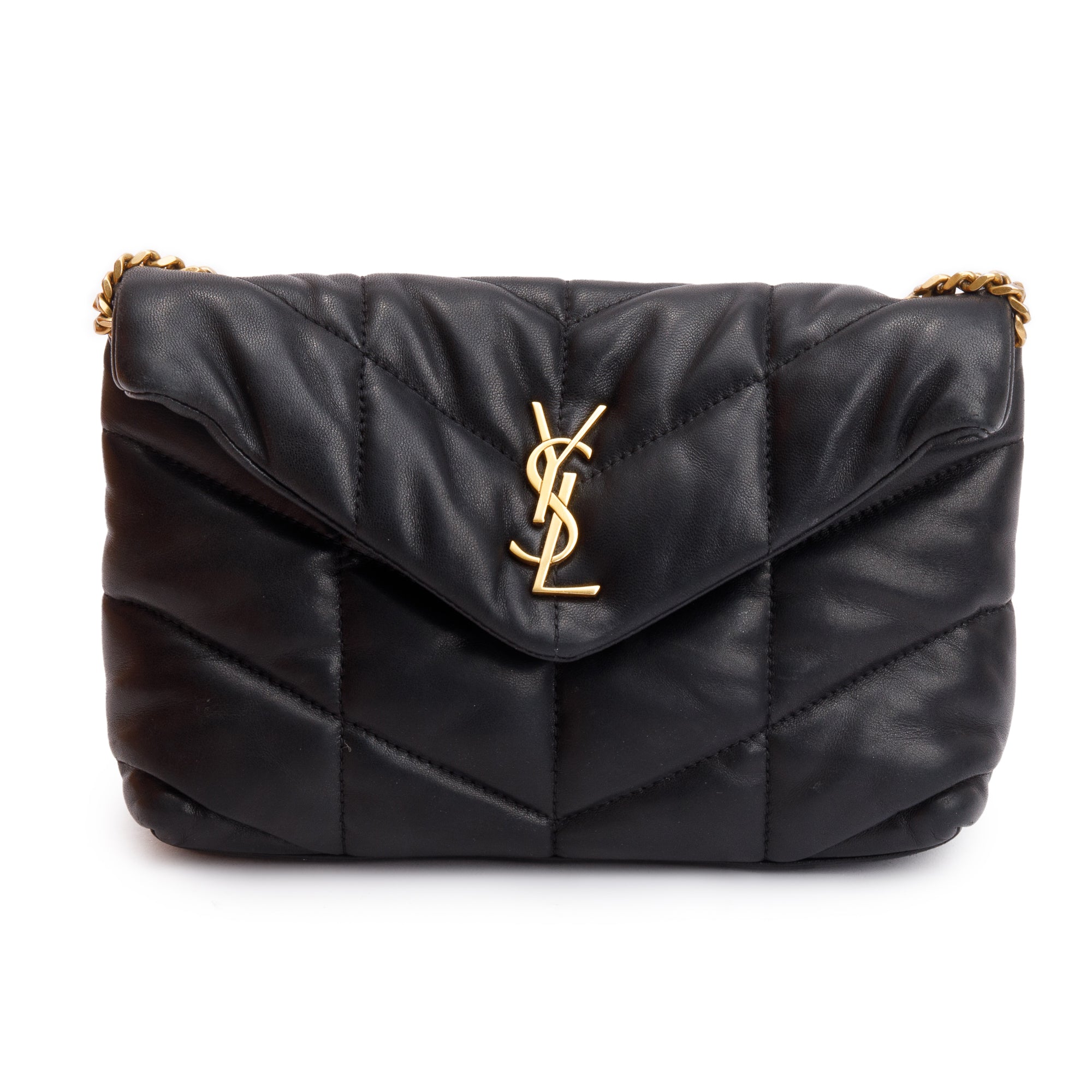 Saint Laurent 2020 Black Leather Toy Puffer Loulou Shoulder Bag w/ Box