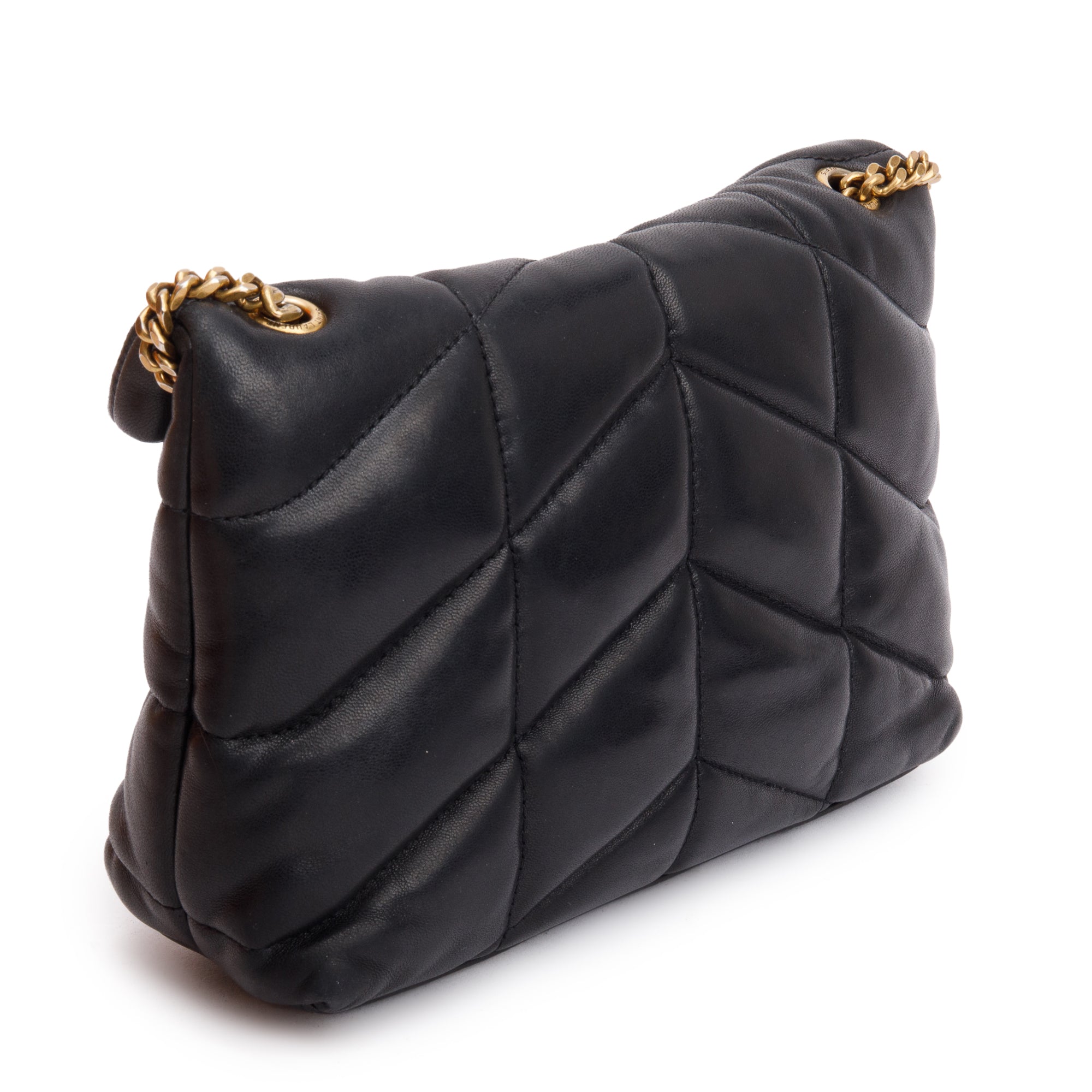 Saint Laurent 2020 Black Leather Toy Puffer Loulou Shoulder Bag w/ Box