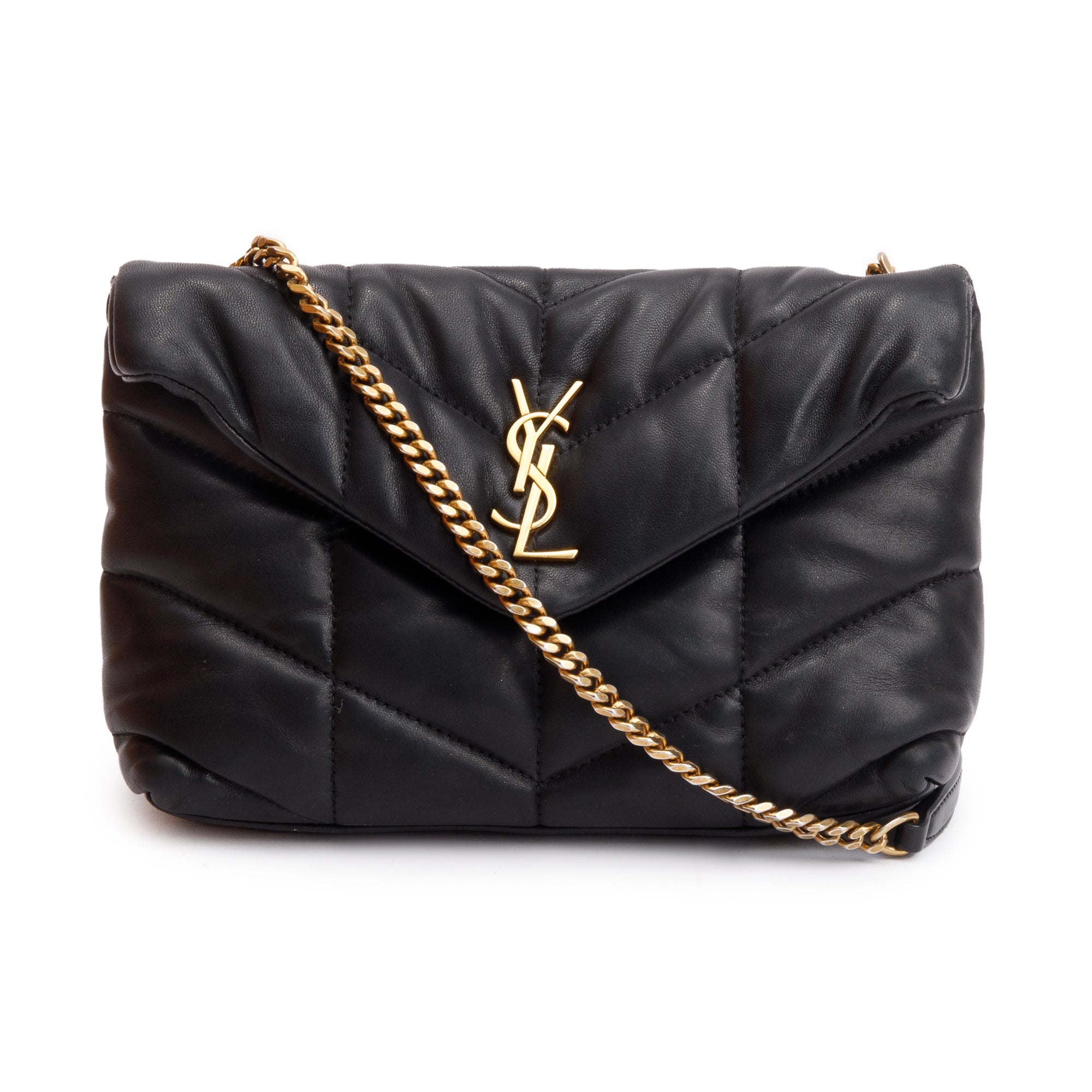 Saint Laurent 2020 Black Leather Toy Puffer Loulou Shoulder Bag w/ Box