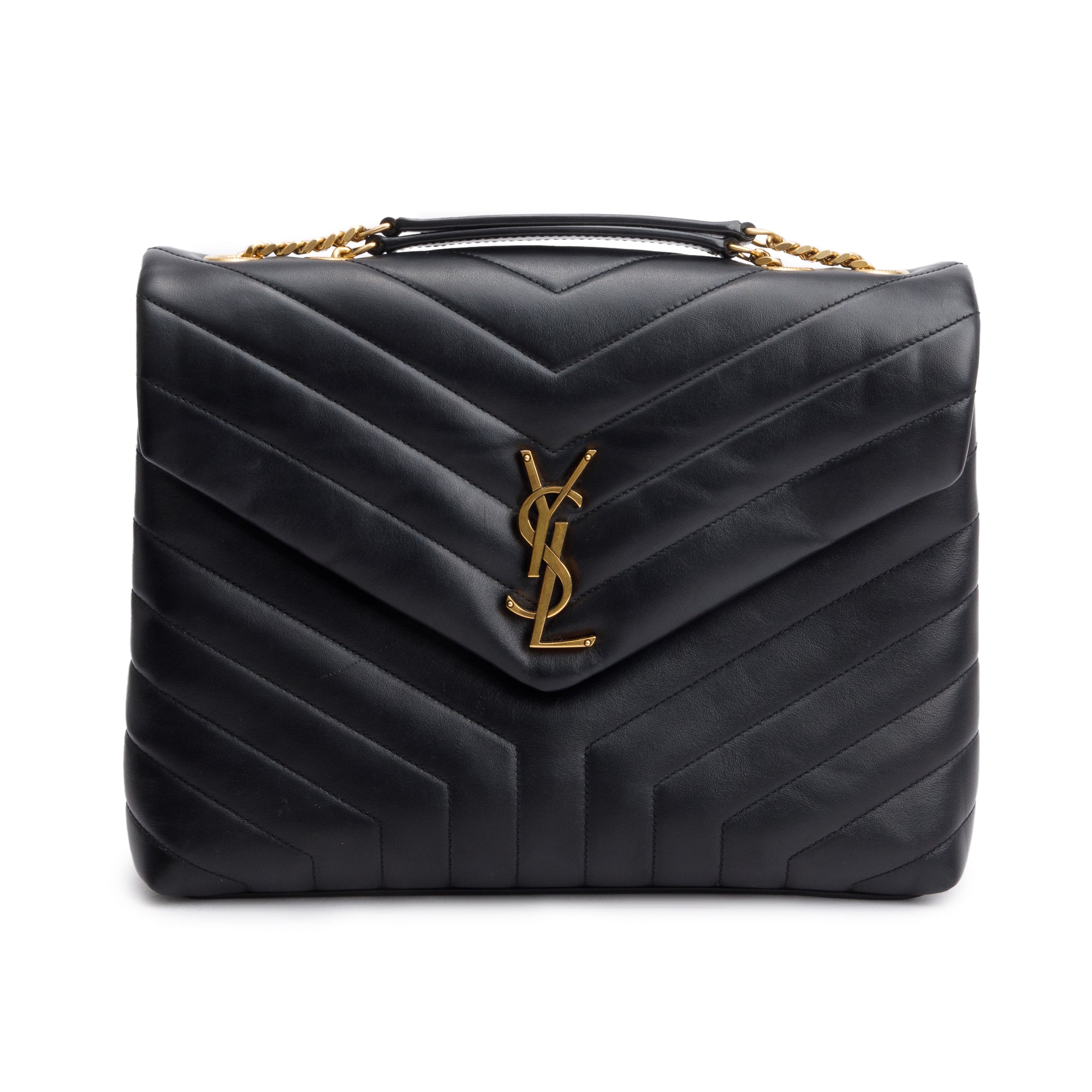 Saint Laurent 2020 Black Quilted Leather Medium Loulou Monogram Shoulder Bag
