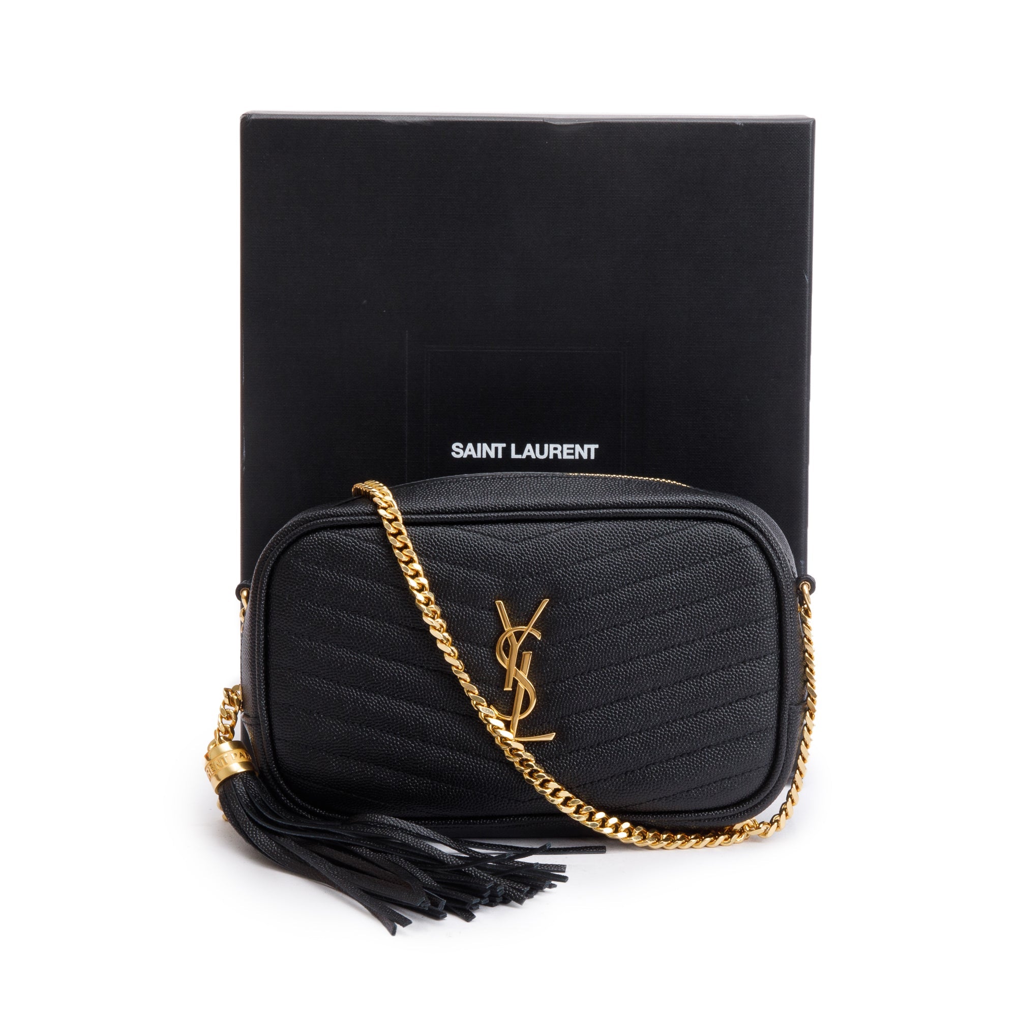 Saint Laurent 2020 Black Quilted Leather Mini Lou Camera Bag w/ Box