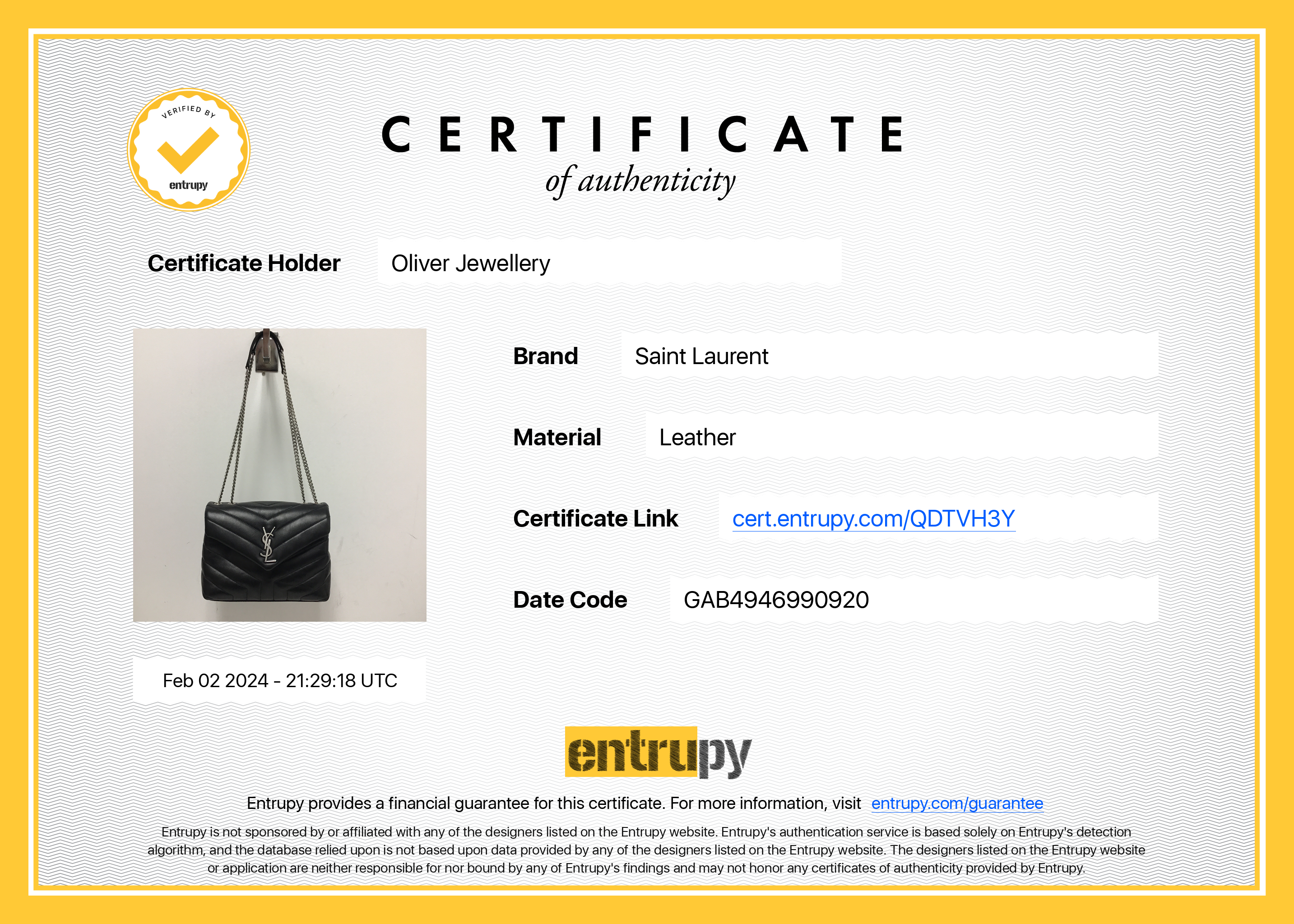 Saint Laurent 2020 Black Quilted Leather Small LouLou Chain Shoulder Bag w/ Box