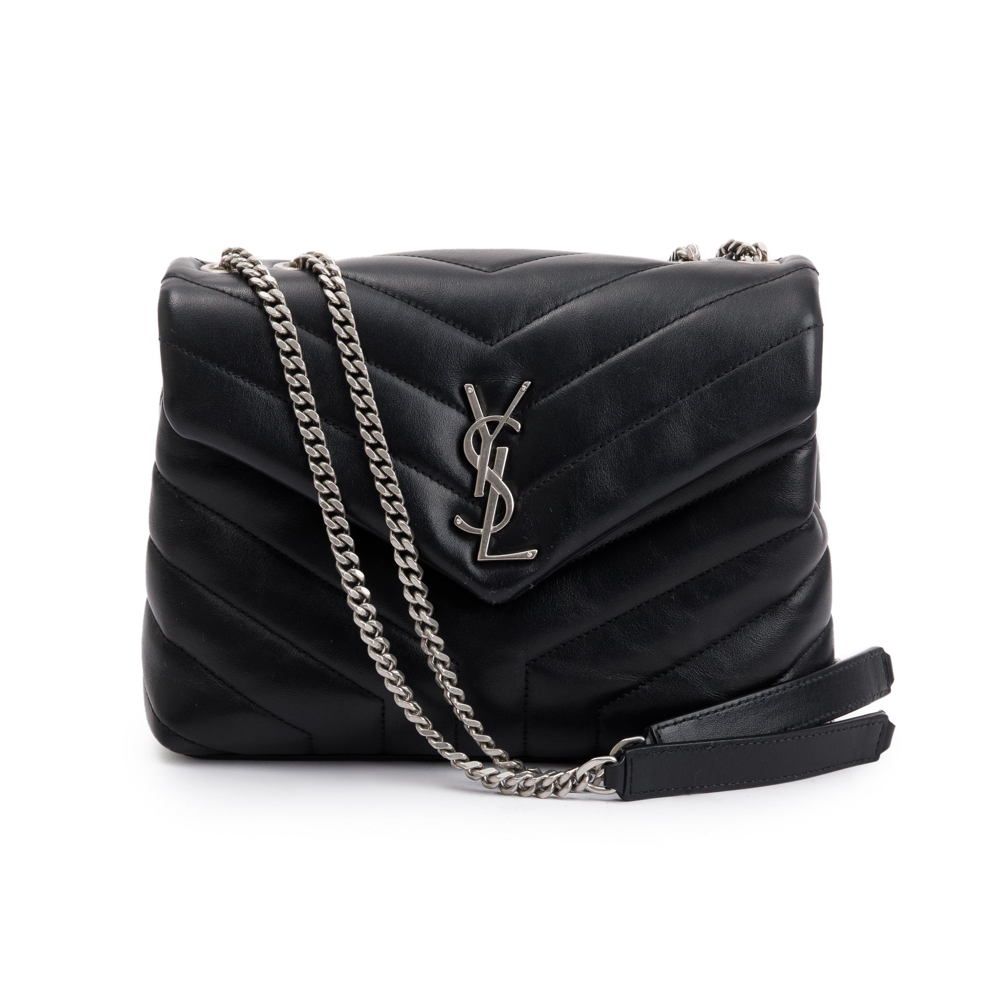 Saint Laurent 2020 Black Quilted Leather Small LouLou Chain Shoulder Bag w/ Box