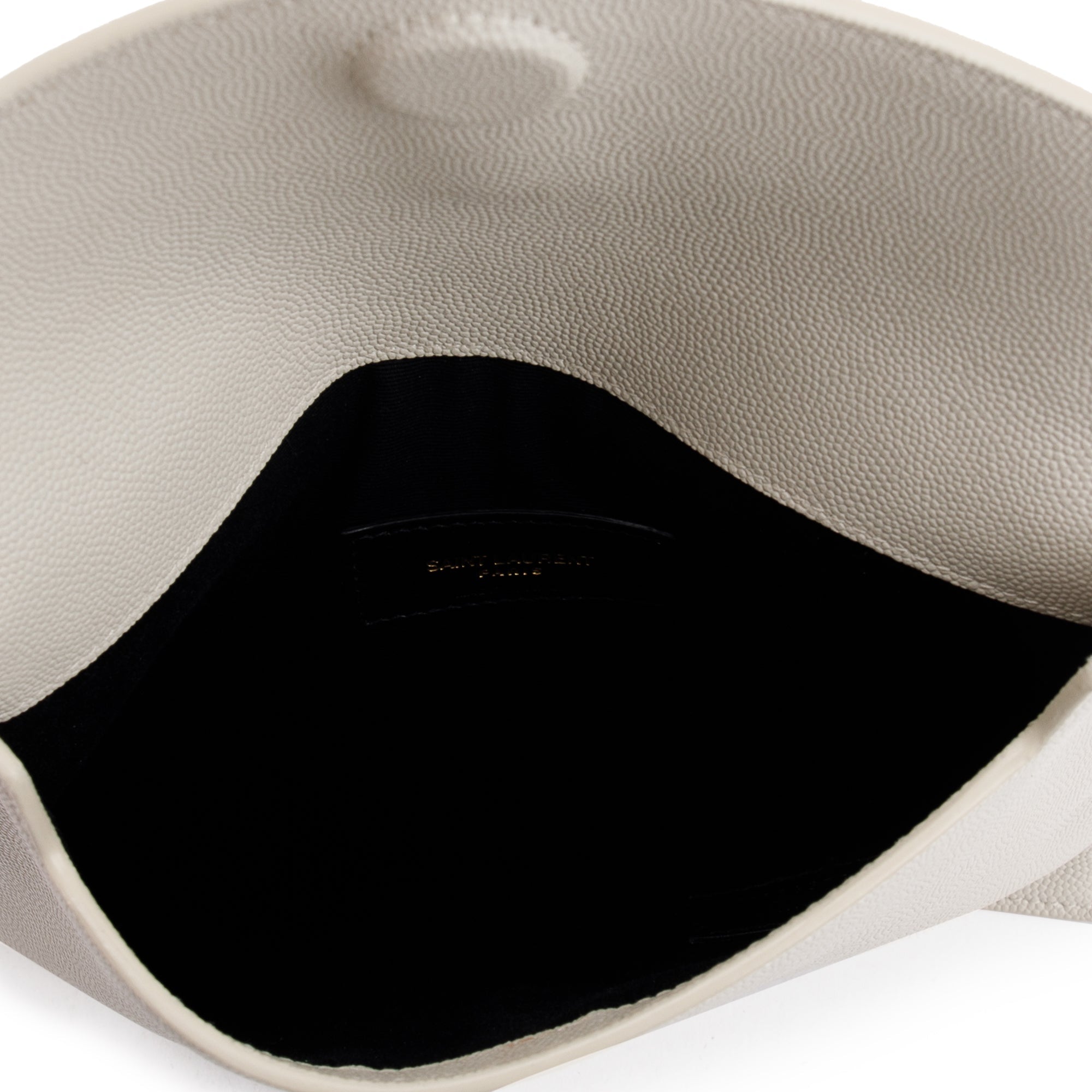 Saint Laurent 2020 Creme Grain de Poudre Monogram Uptown Baby Pouch w/ Box