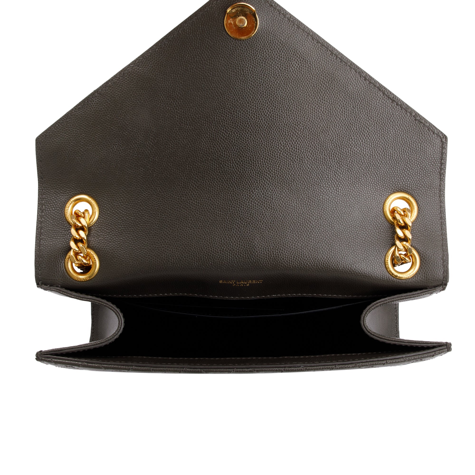 Saint Laurent 2020 Grey Grained De Poudre Medium Envelope Shoulder Bag