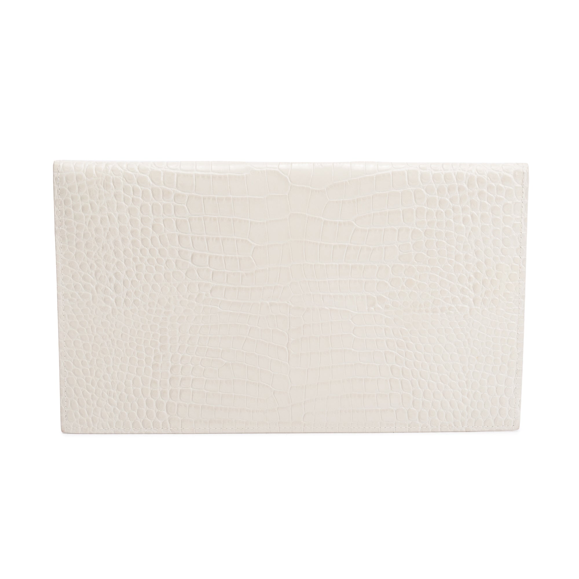 Saint Laurent 2020 Neutral Crocodile-Embossed Leather Uptown Pouch