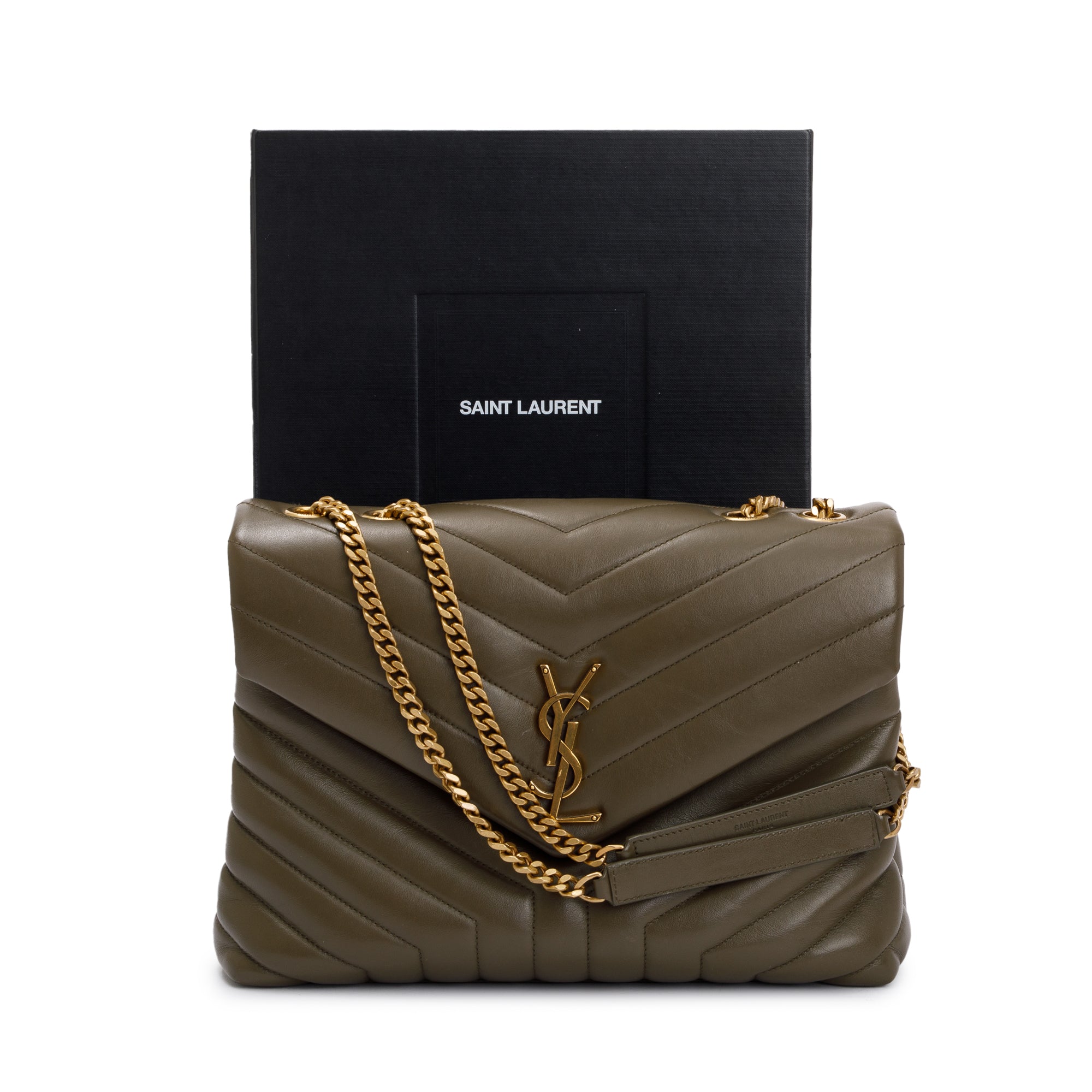 Saint Laurent 2020 Olive Green Medium Loulou Monogram Shoulder Bag w/ Box