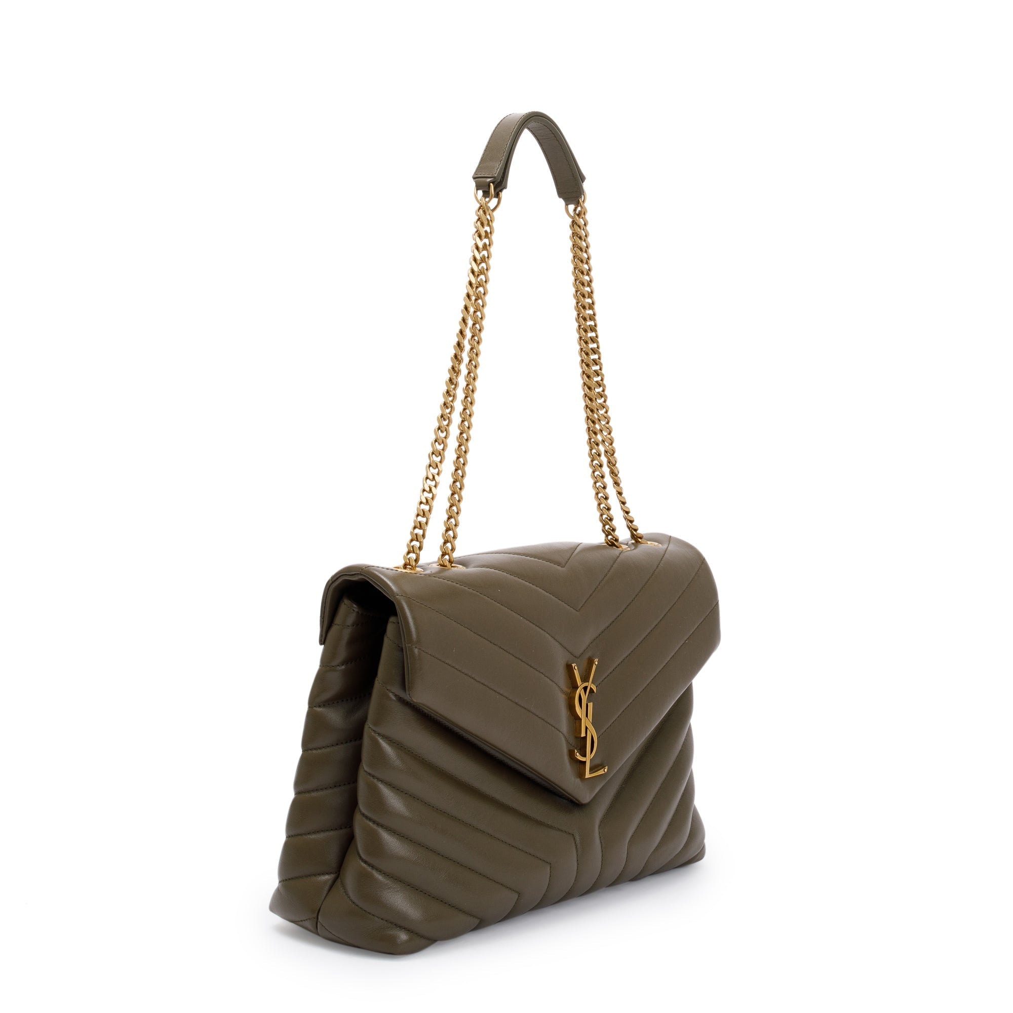 Saint Laurent 2020 Olive Green Medium Loulou Monogram Shoulder Bag w/ Box