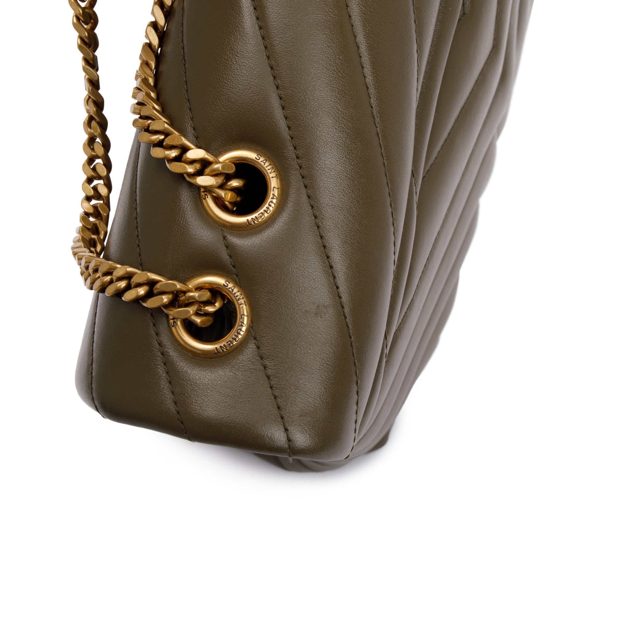 Saint Laurent 2020 Olive Green Medium Loulou Monogram Shoulder Bag w/ Box