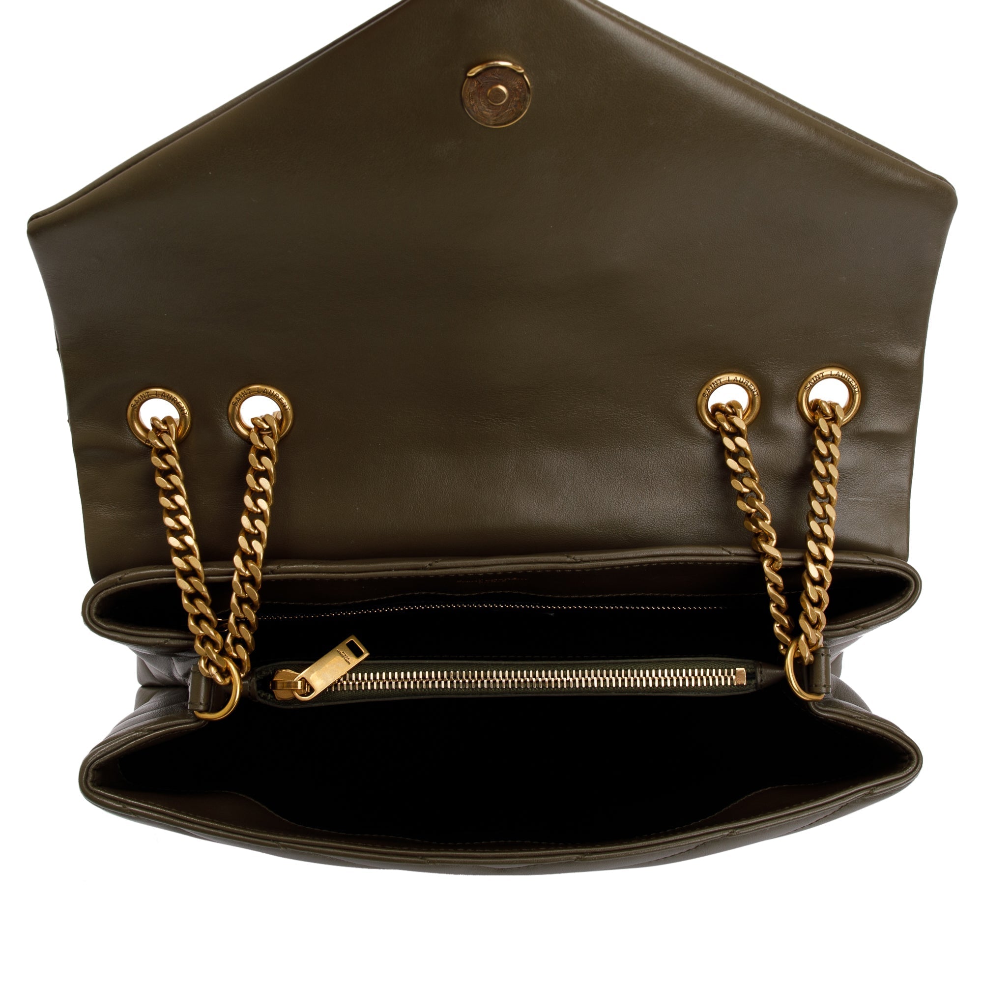 Saint Laurent 2020 Olive Green Medium Loulou Monogram Shoulder Bag w/ Box