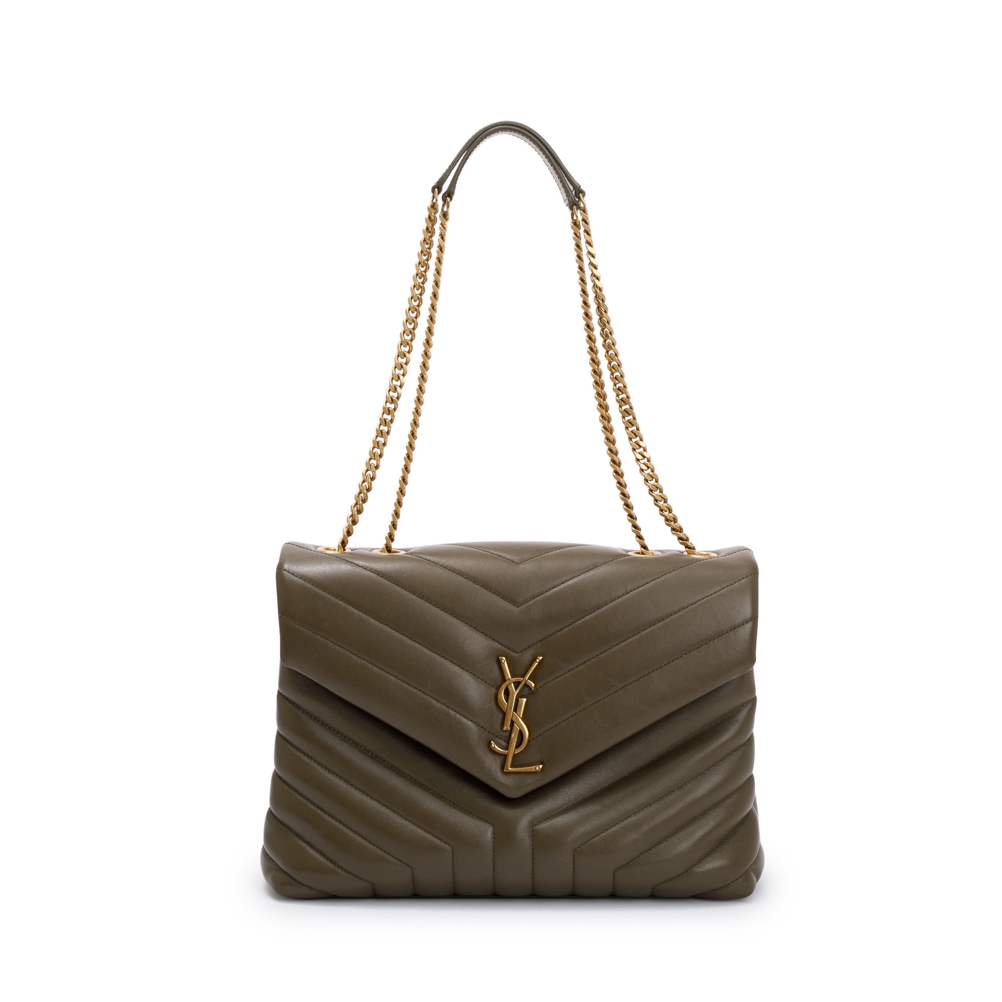 Saint Laurent 2020 Olive Green Medium Loulou Monogram Shoulder Bag w/ Box