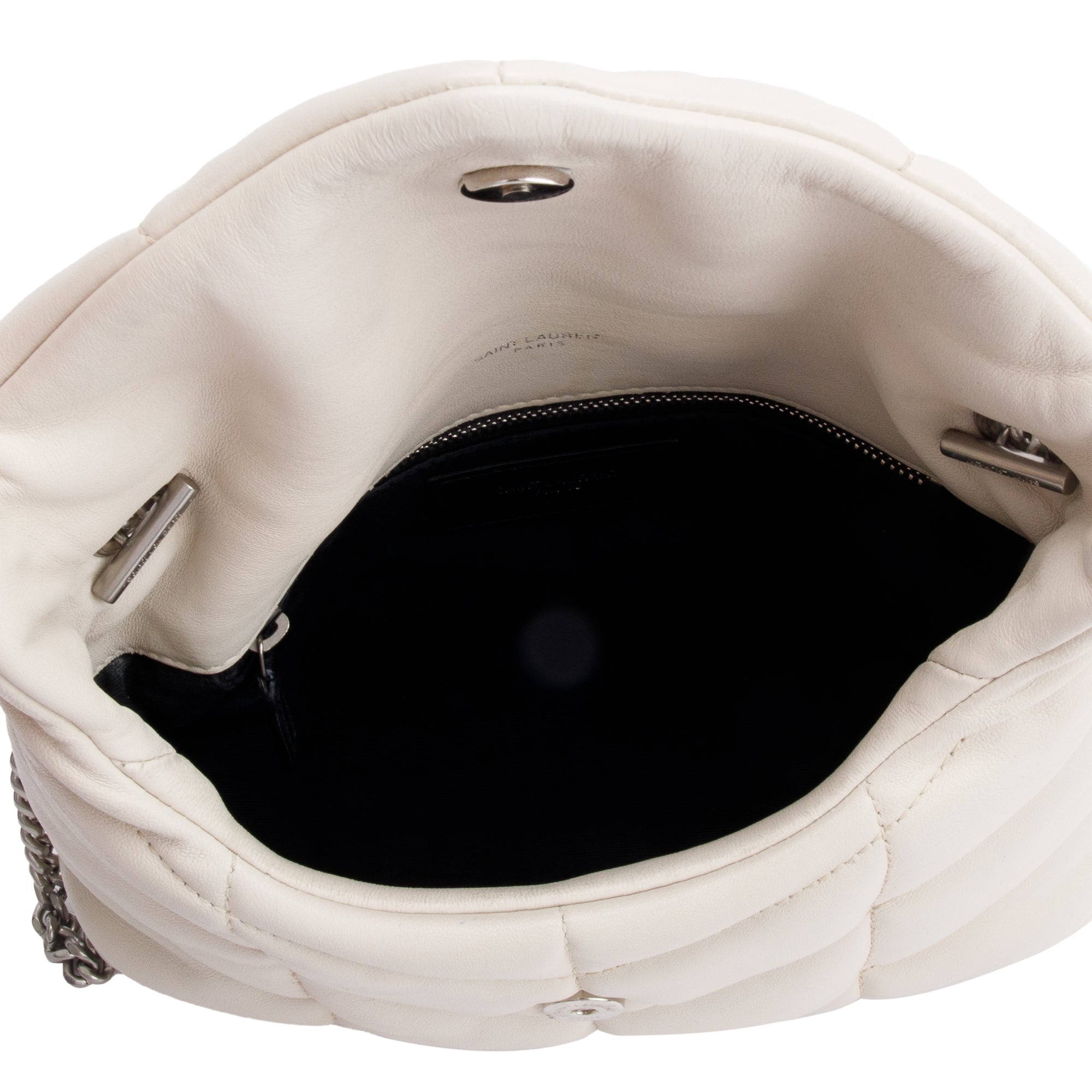 Saint Laurent 2020 White Nappa Leather Toy Puffer Loulou Shoulder Bag w/ Box