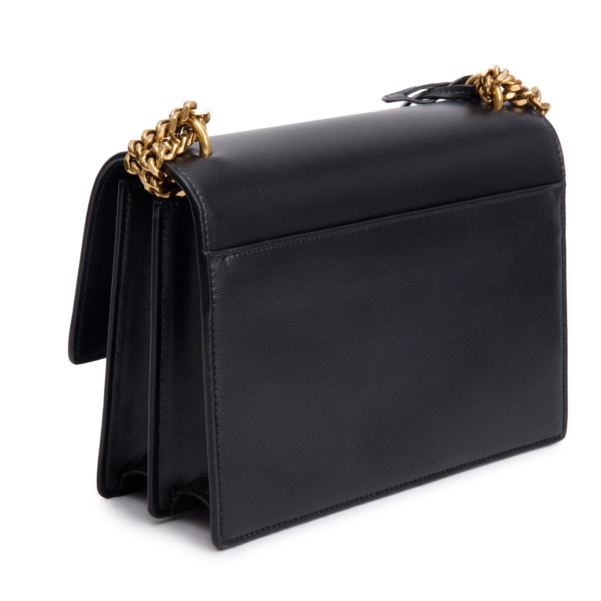 Saint Laurent 2021 Black Calfskin Leather Medium Sunset Shoulder Bag w/ Box