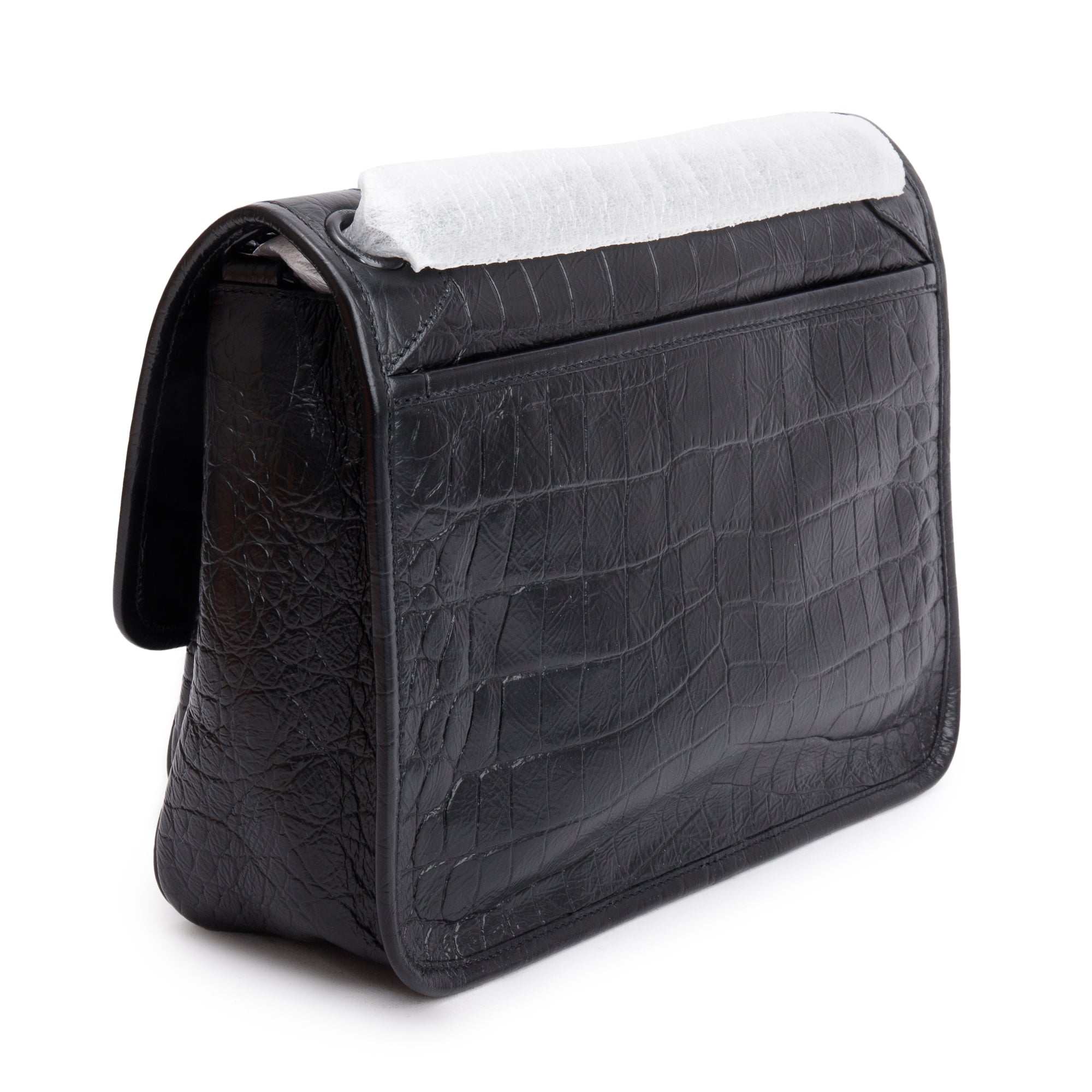 Saint Laurent 2021 Black Crocodile Embossed Calfskin Leather Medium Niki Shoulder Bag w/ Box