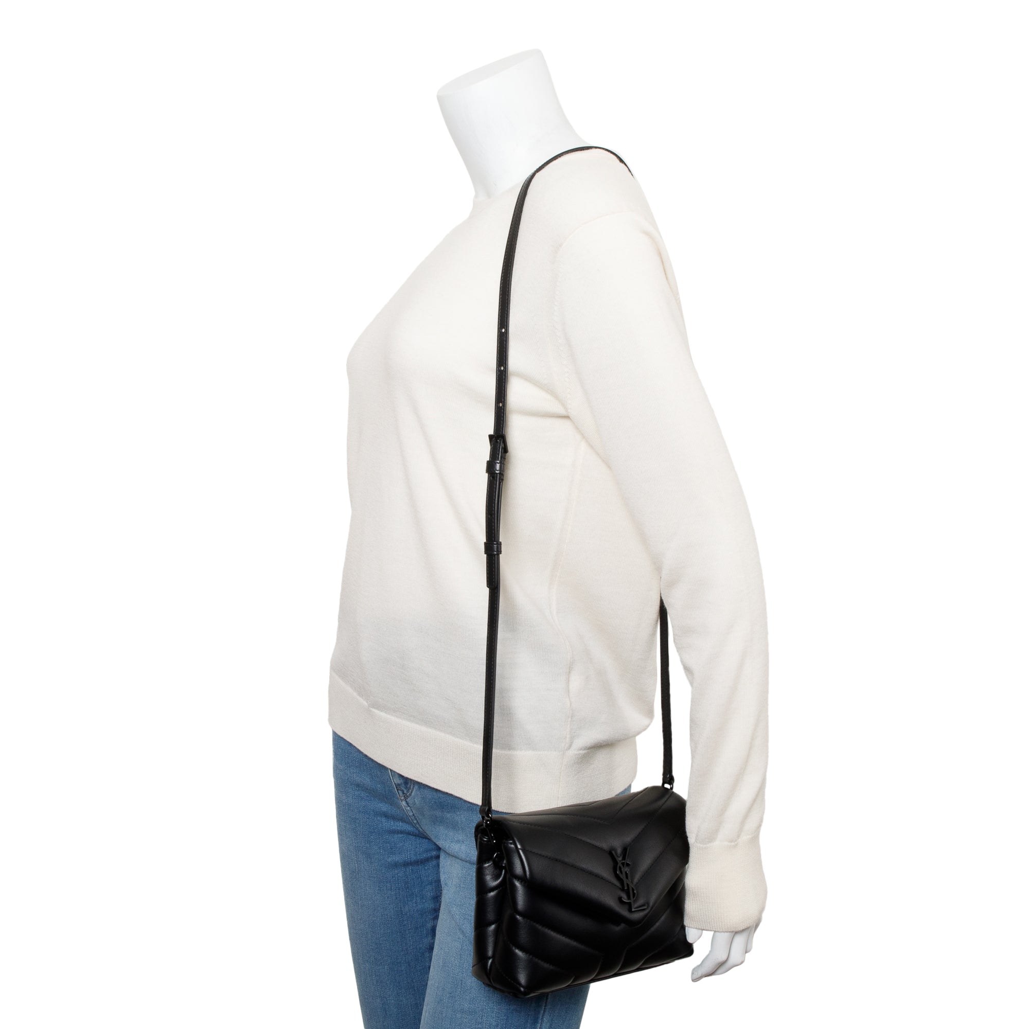 Saint Laurent 2021 Black Monogram Matelasse Toy Loulou Crossbody Bag w/ Box