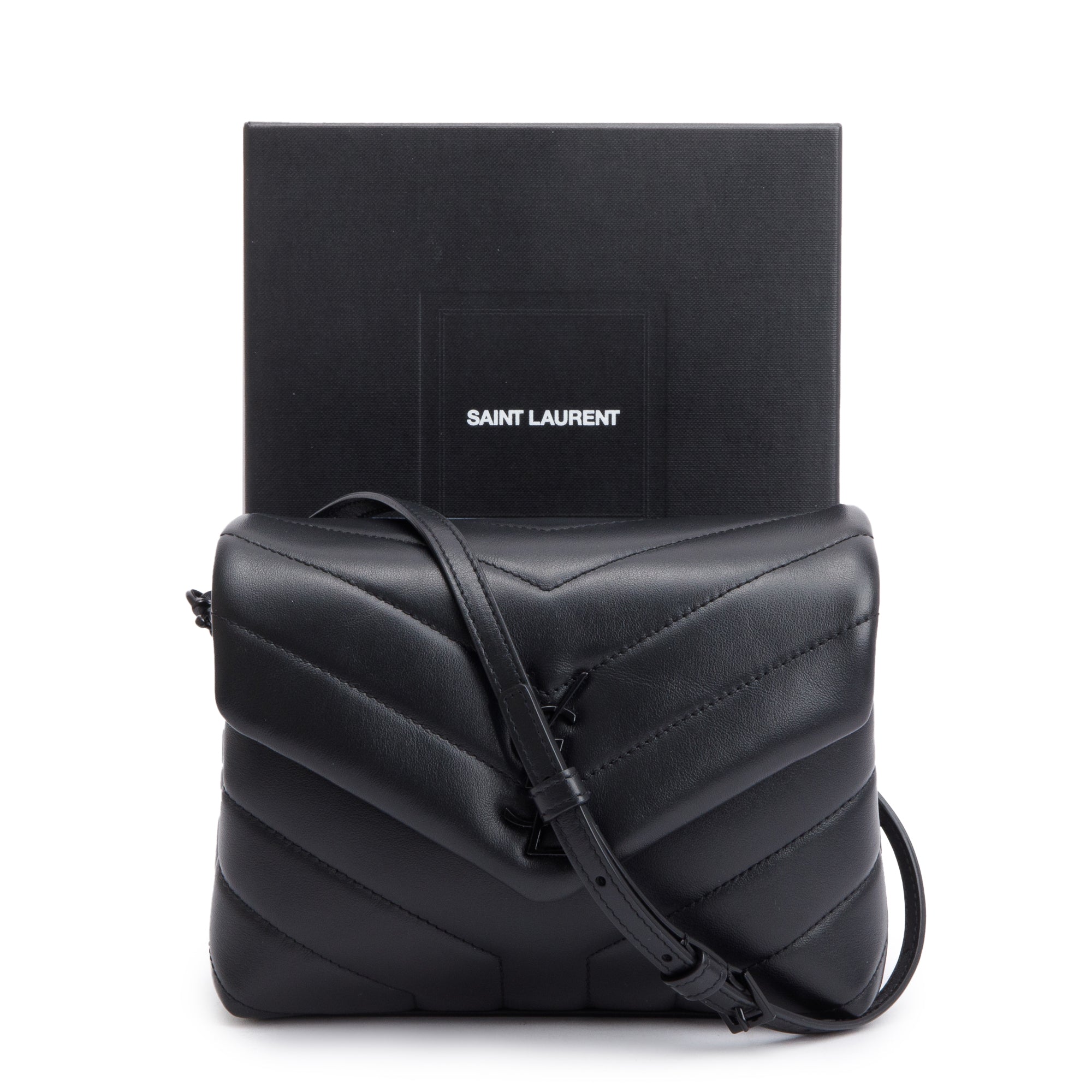 Saint Laurent 2021 Black Monogram Matelasse Toy Loulou Crossbody Bag w/ Box