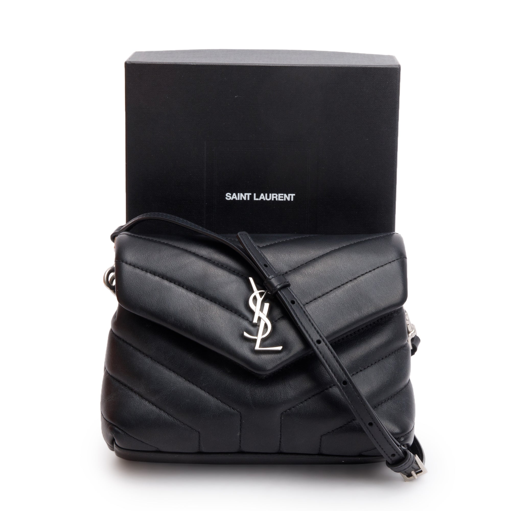 Saint Laurent 2021 Black Monogram Matelasse Toy Loulou Crossbody Bag w/ Box