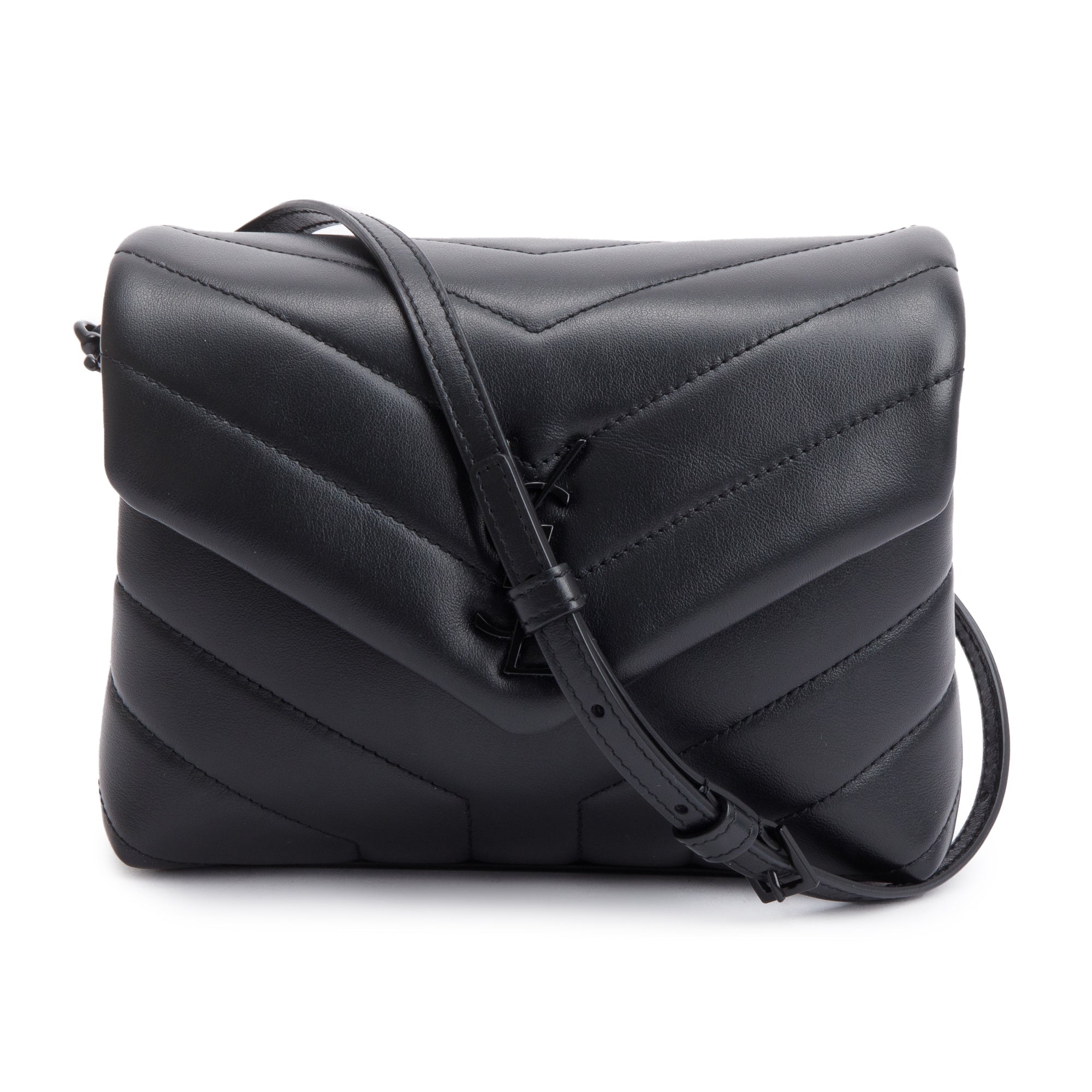 Saint Laurent 2021 Black Monogram Matelasse Toy Loulou Crossbody Bag w/ Box