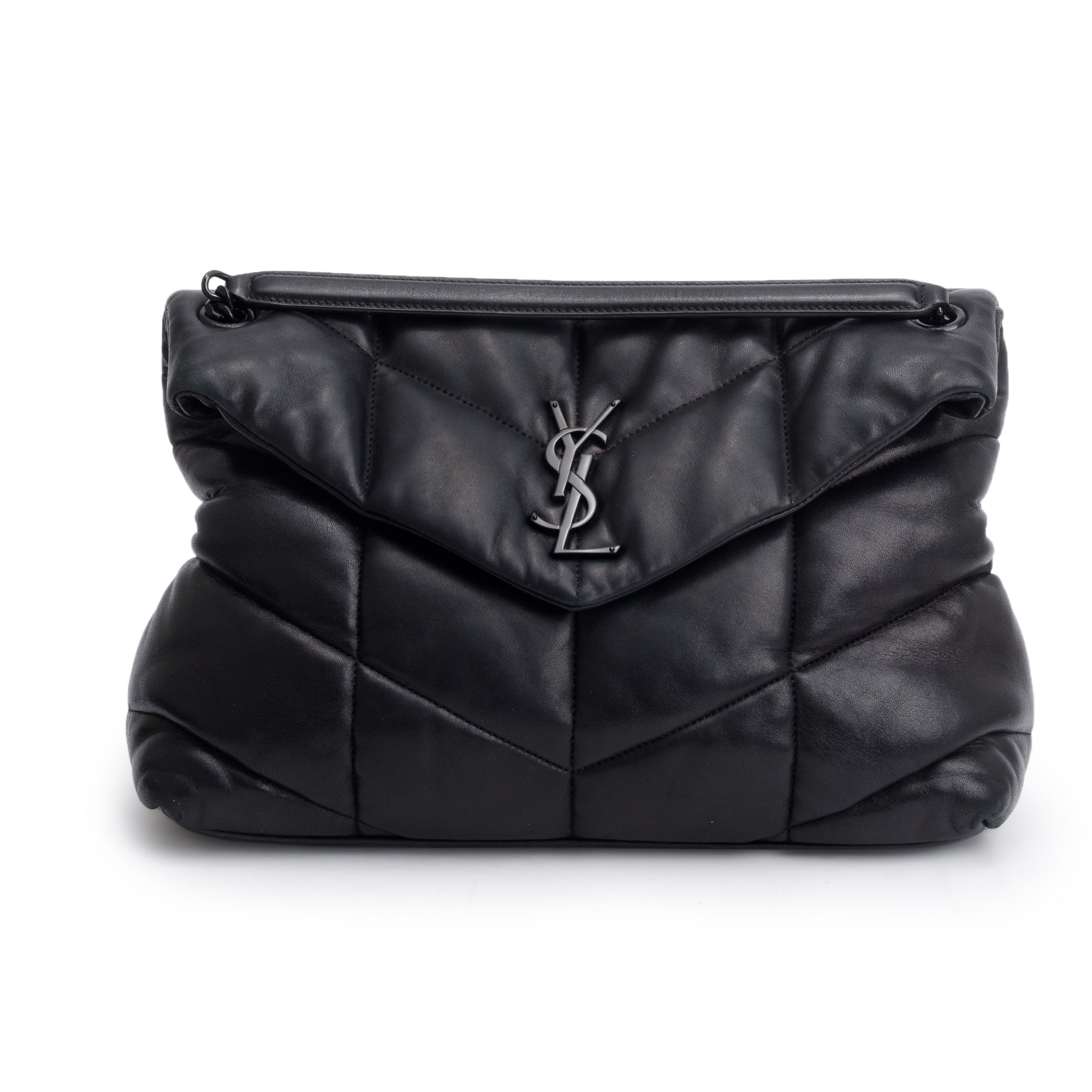 Saint Laurent 2021 Black Nappa Leather Medium Puffer Loulou Shoulder Bag